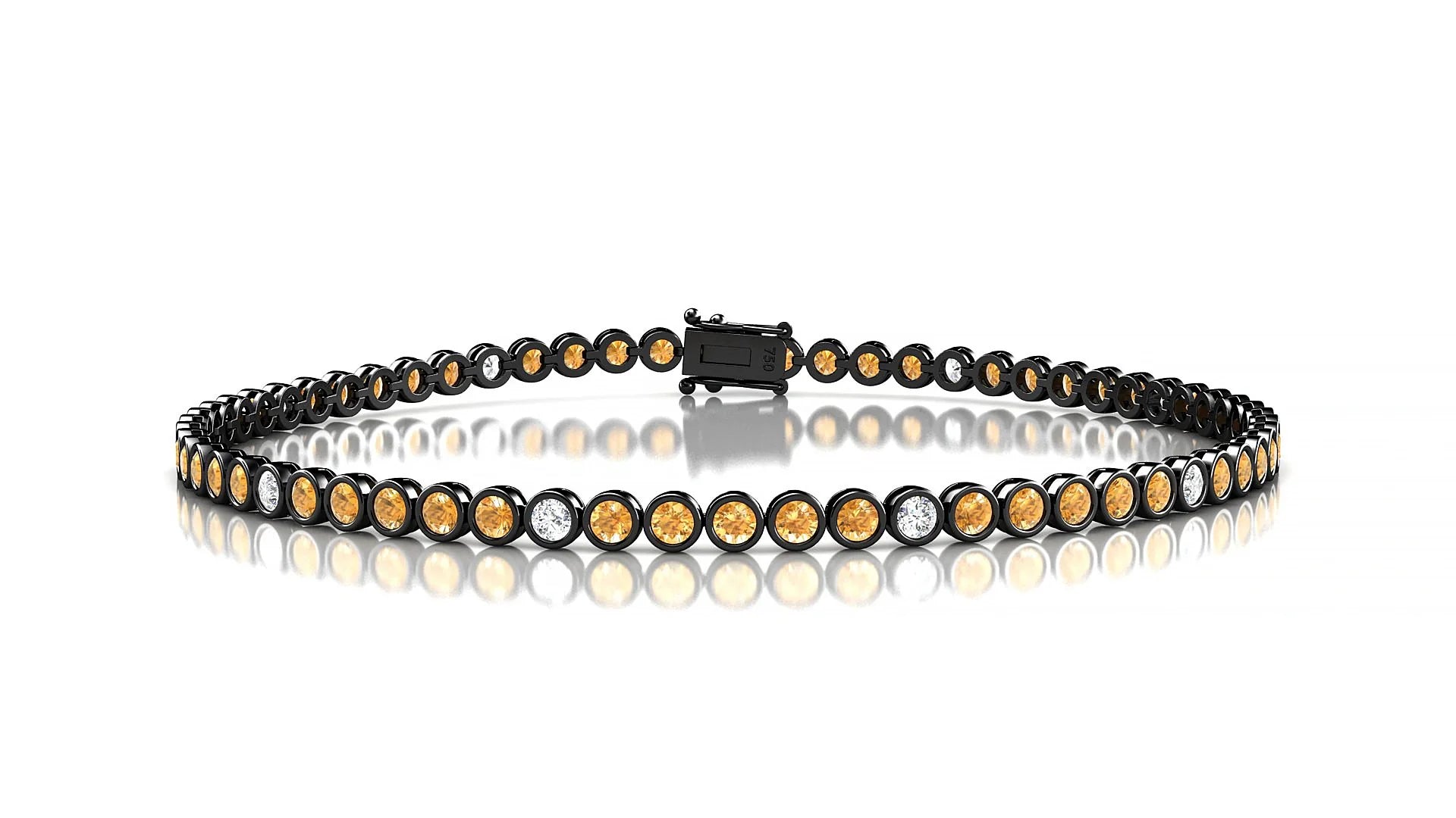 Avila 5-1 | 18k Black Gold 2 mm Round Natural Citrine & Diamond Tennis Bracelet