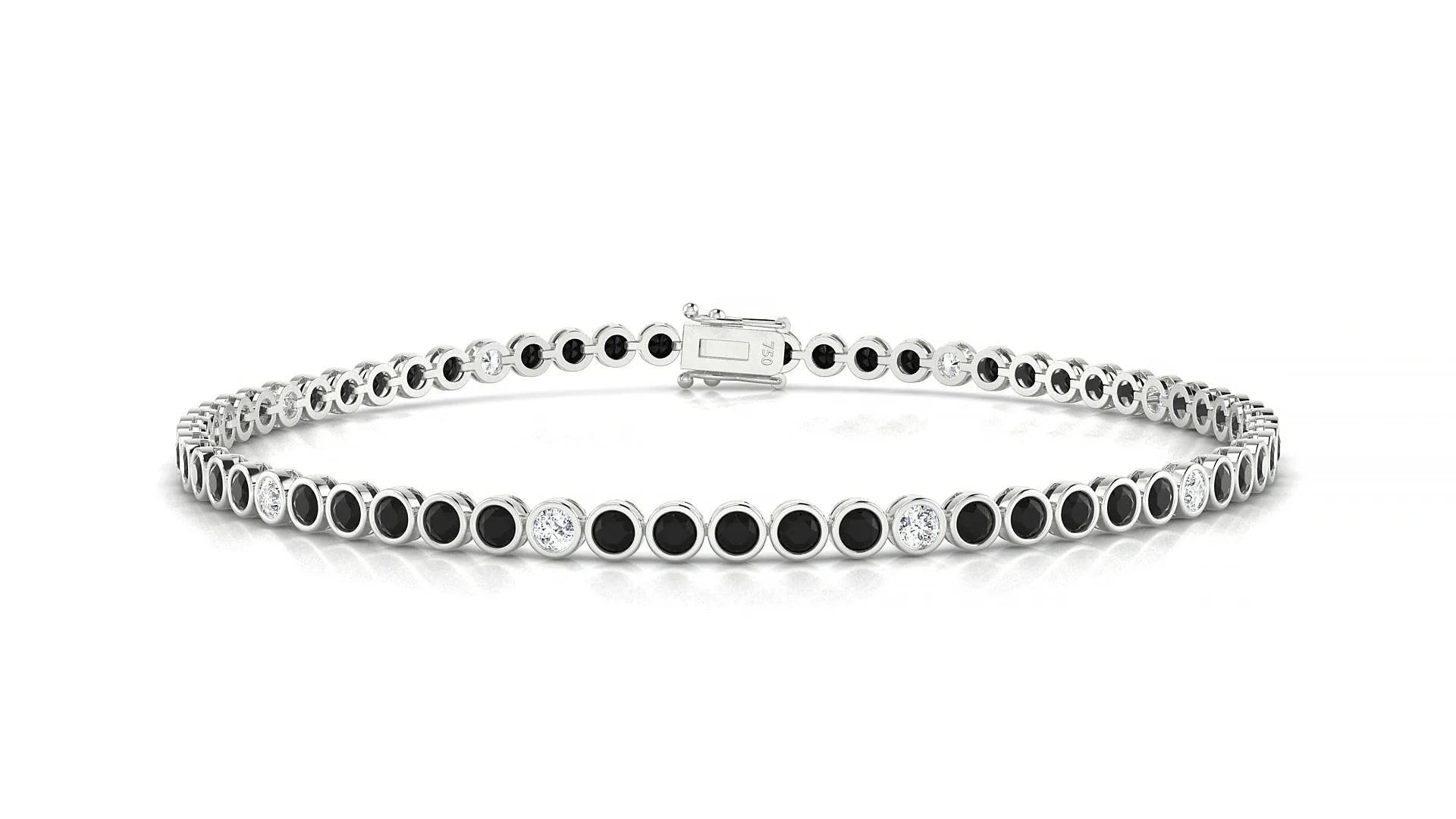 Avila 5-1 | 18k White Gold 2 mm Round Natural Black Diamond & Diamond Tennis Bracelet