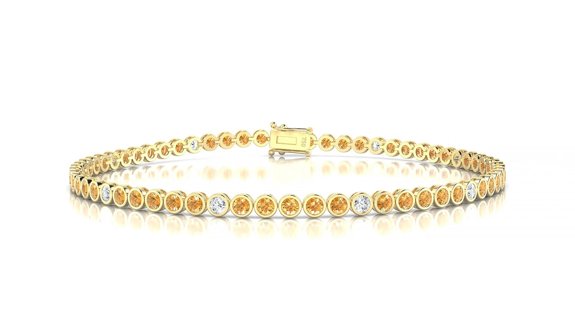 Avila 5-1 | 18k Yellow Gold 2 mm Round Natural Citrine & Diamond Tennis Bracelet