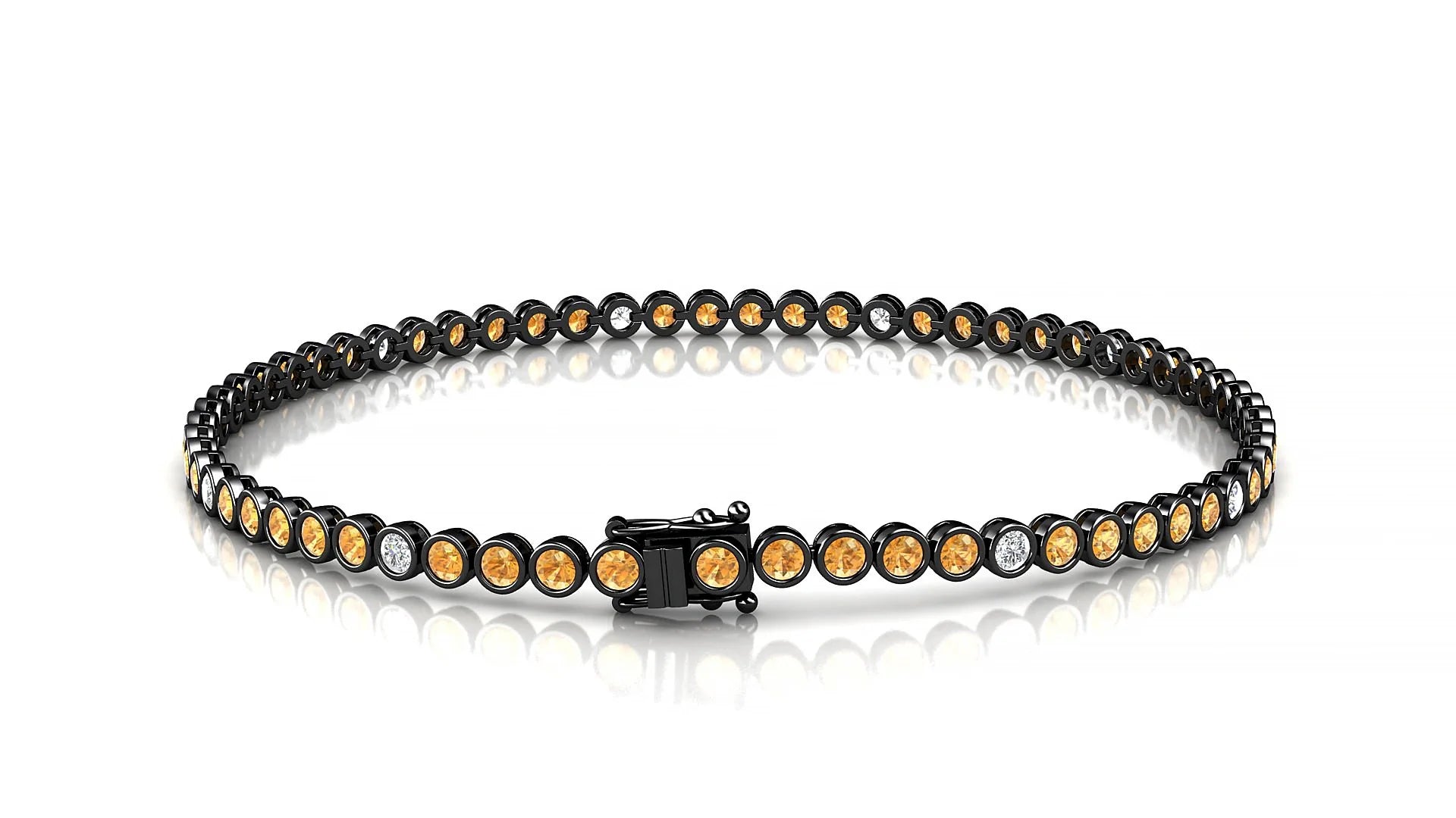 Avila 5-1 | 18k Black Gold 2 mm Round Natural Citrine & Diamond Tennis Bracelet