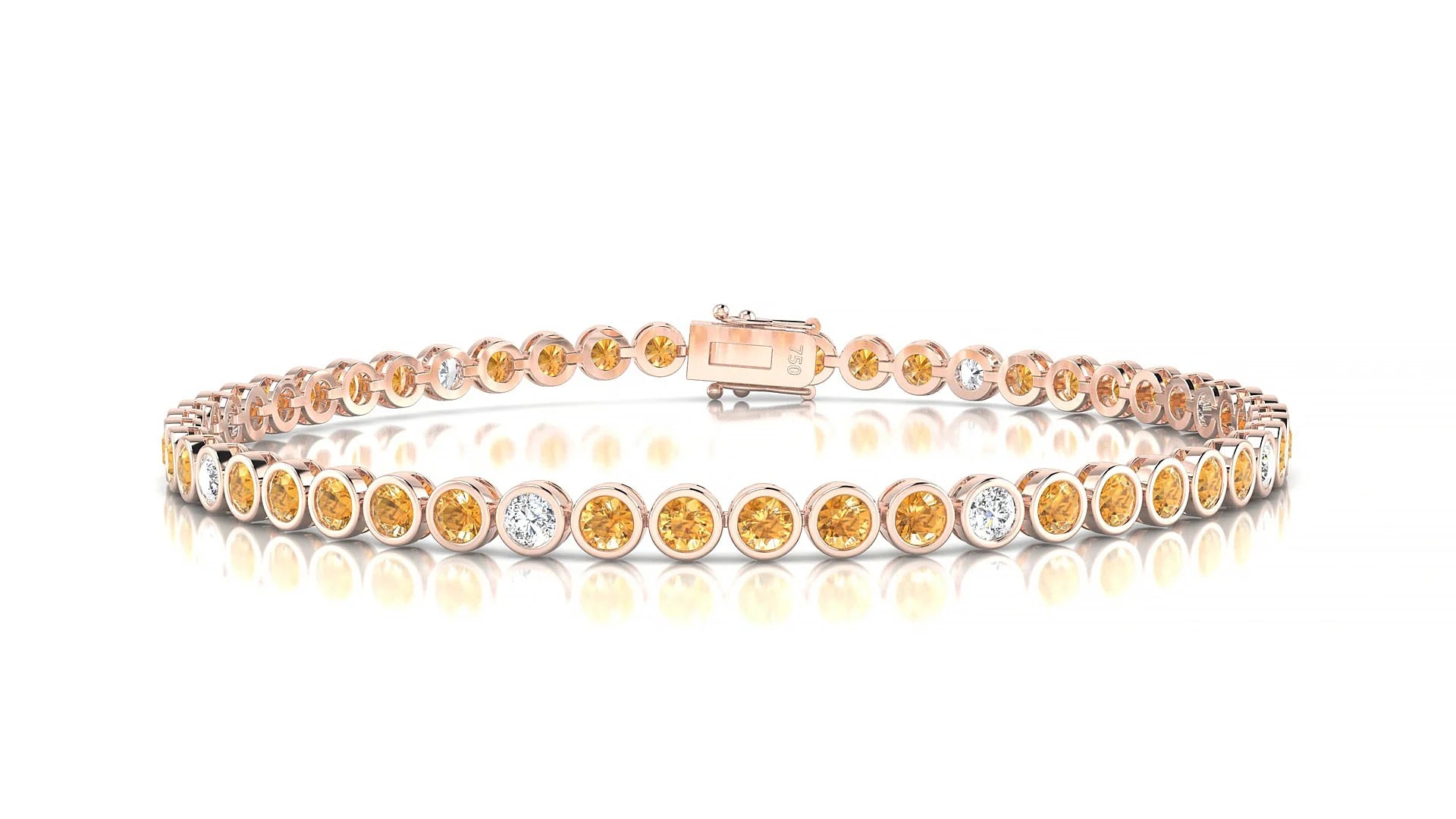 Avila 5-1 | 18k Rose Gold 2.5 mm Round Natural Citrine & Diamond Tennis Bracelet