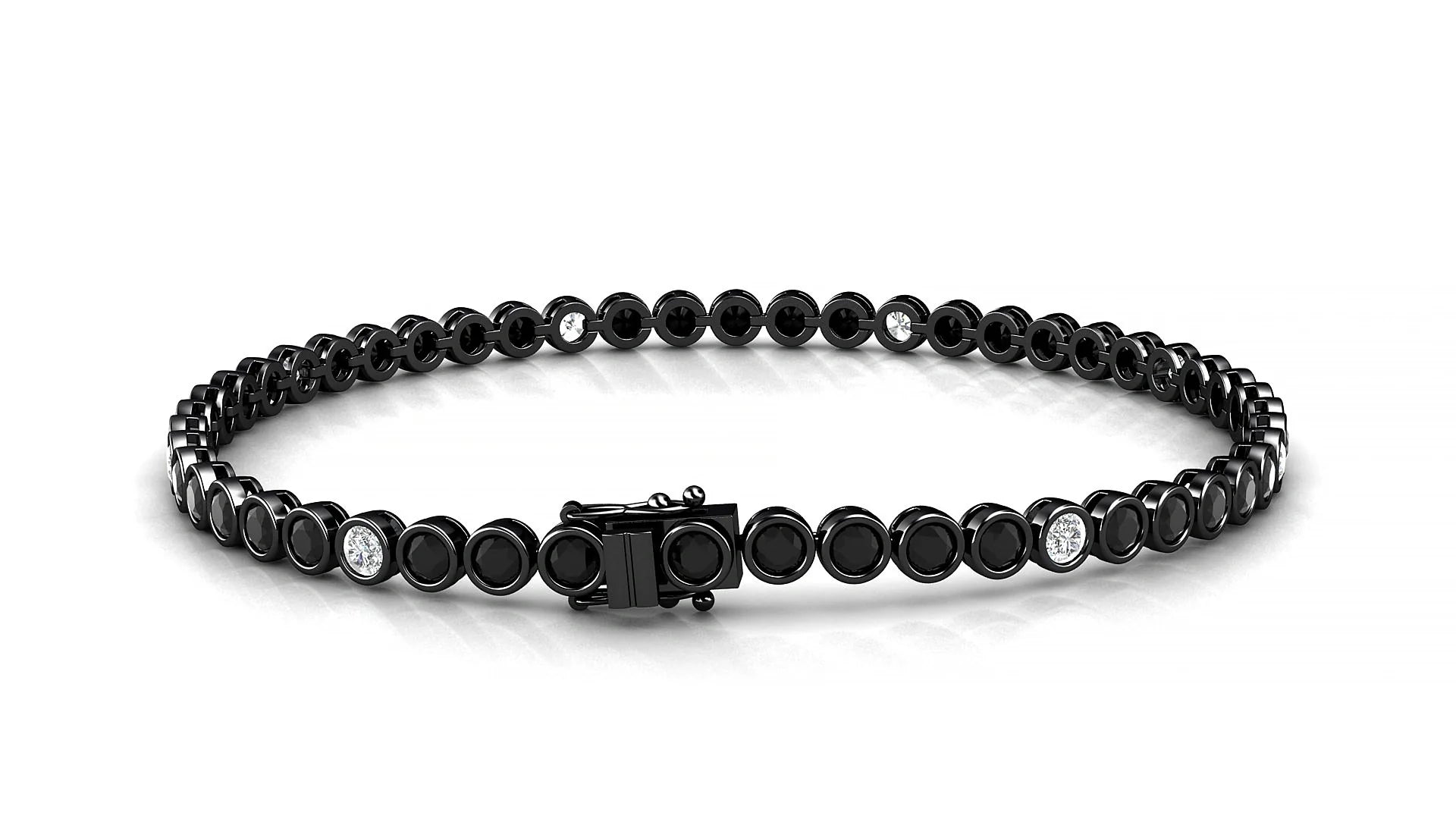 Avila 5-1 | 18k Black Gold 2.5 mm Round Natural Black Diamond & Diamond Tennis Bracelet