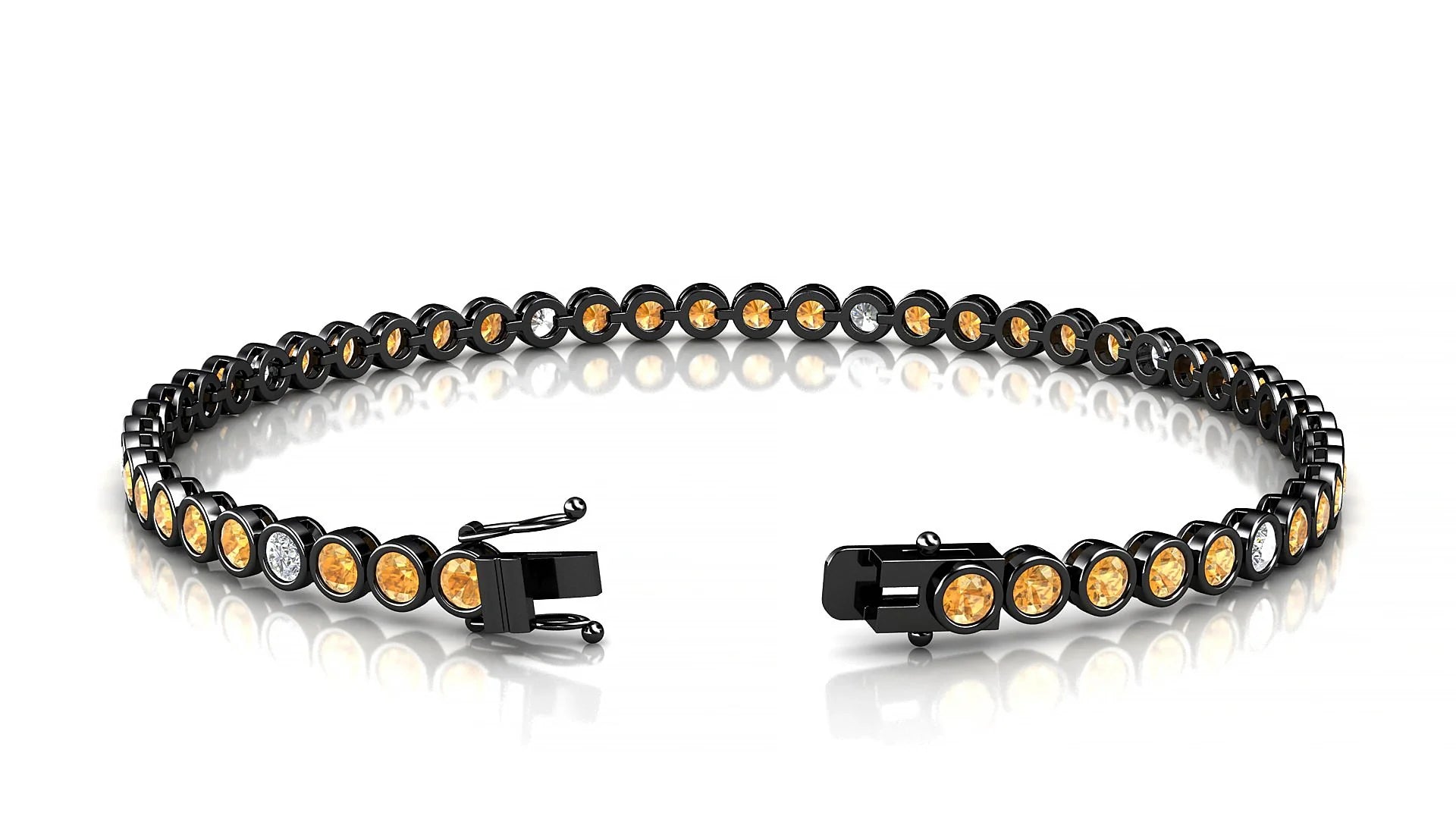 Avila 5-1 | 18k Black Gold 2.5 mm Round Natural Citrine & Diamond Tennis Bracelet