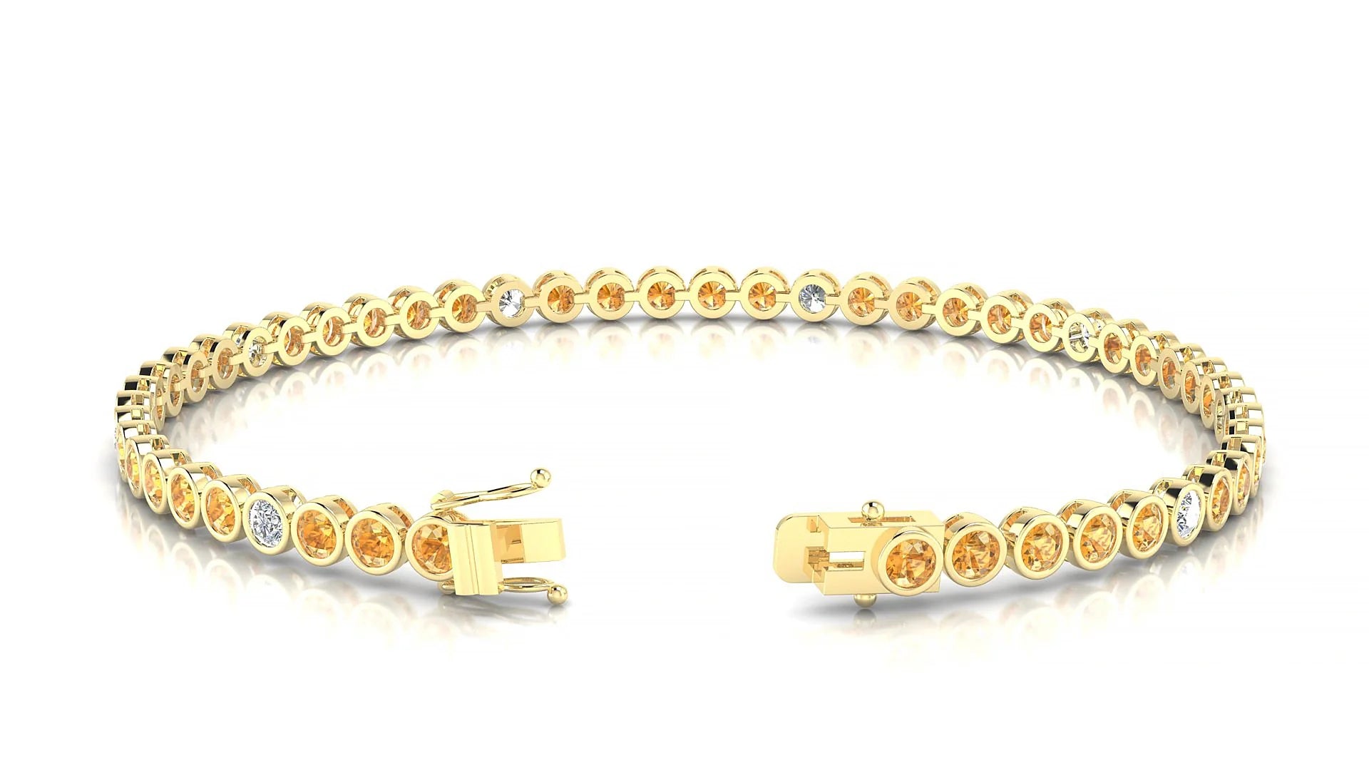 Avila 5-1 | 18k Yellow Gold 2.5 mm Round Natural Citrine & Diamond Tennis Bracelet