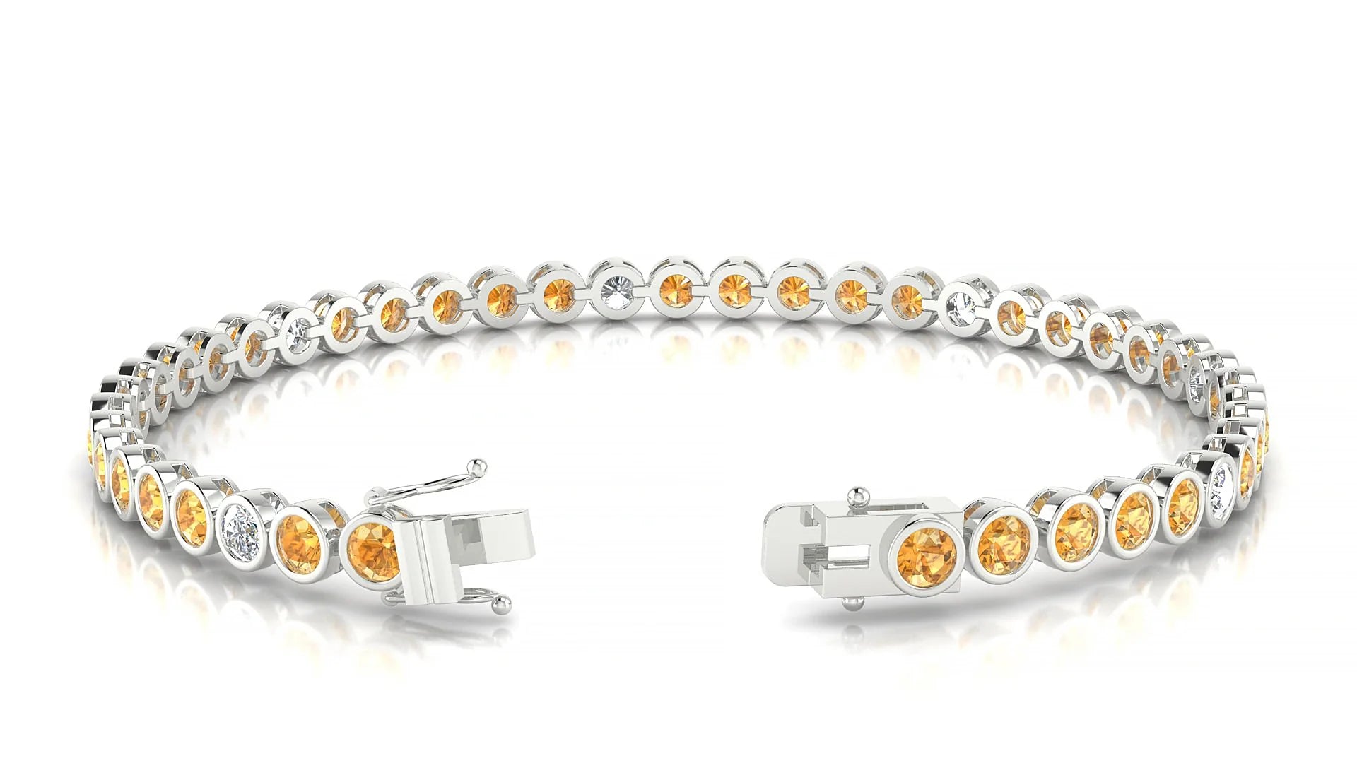 Avila 5-1 | 18k White Gold 3 mm Round Natural Citrine & Diamond Tennis Bracelet