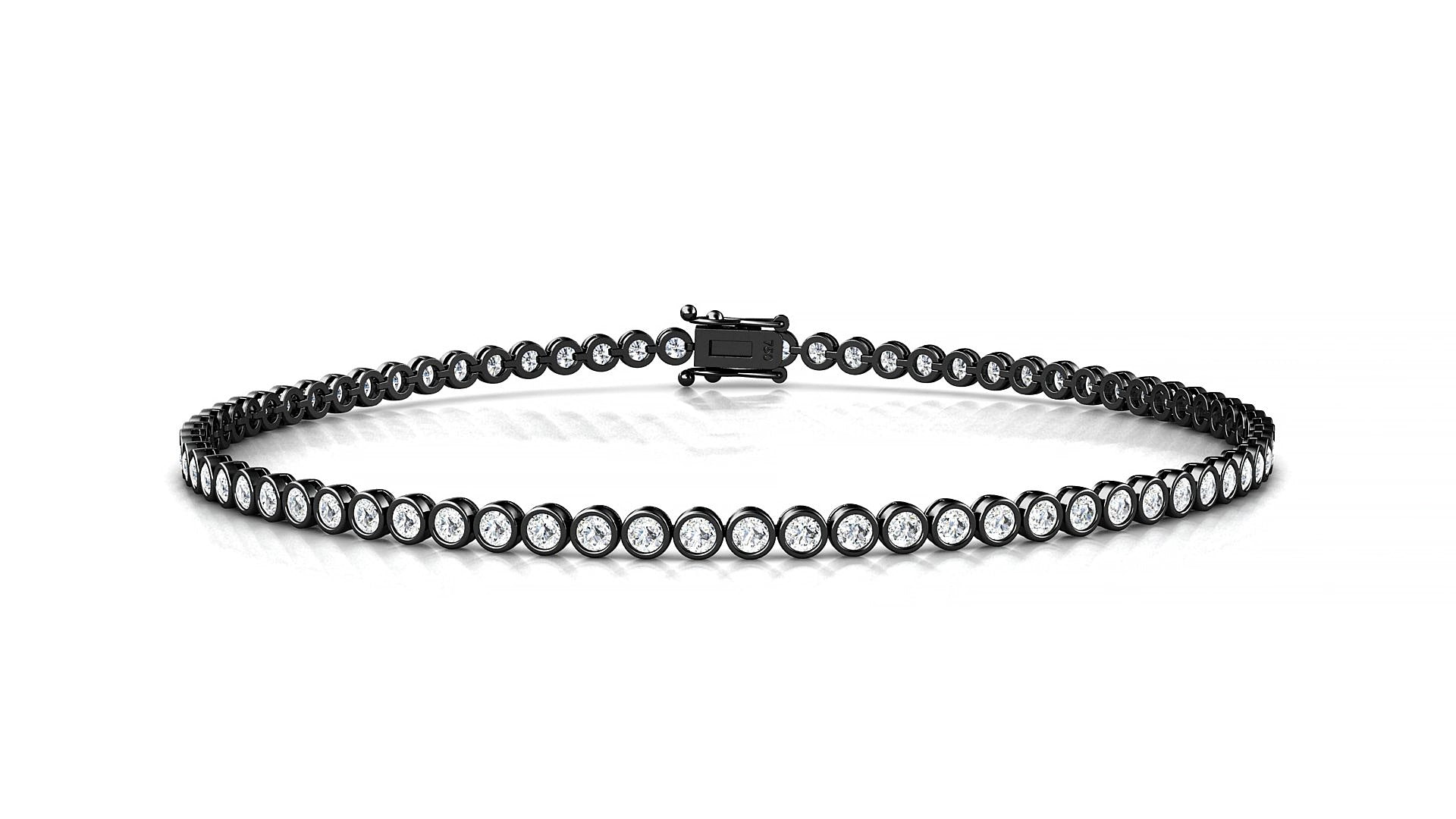 Avila | 18k Black Gold 1.7 mm Round Natural Diamond 15 cm Tennis Bracelet