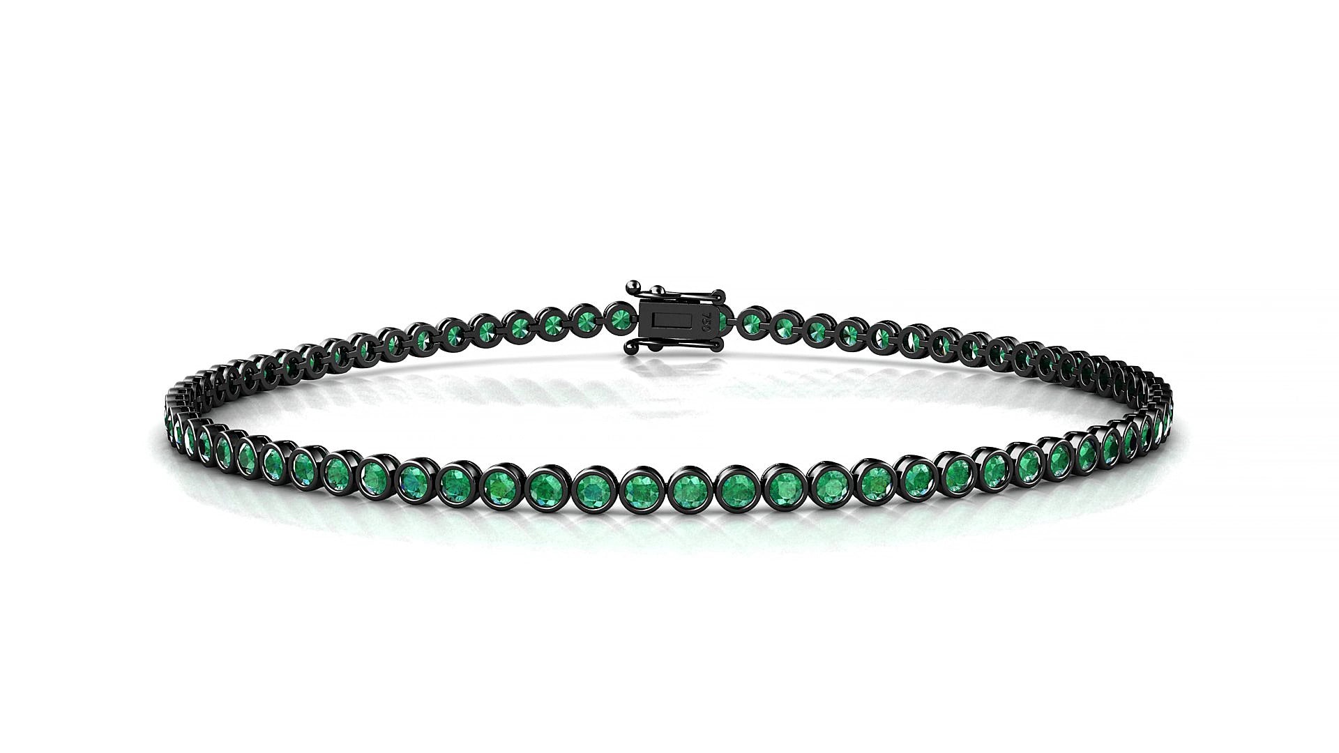 Avila | 18k Black Gold 1.7 mm Round Natural Emerald 18 cm Tennis Bracelet