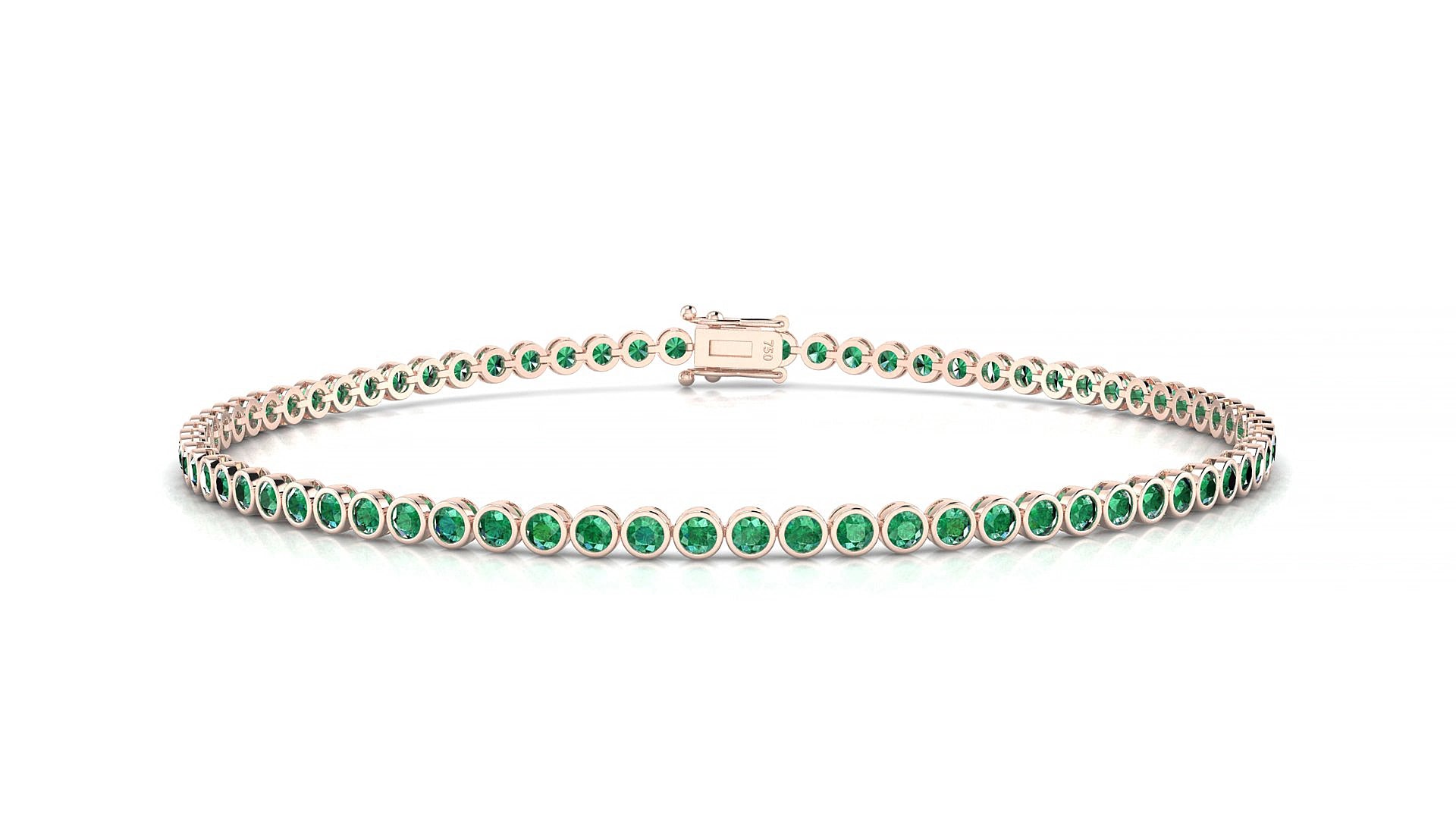 Avila | 18k Rose Gold 1.7 mm Round Natural Emerald 19 cm Tennis Bracelet