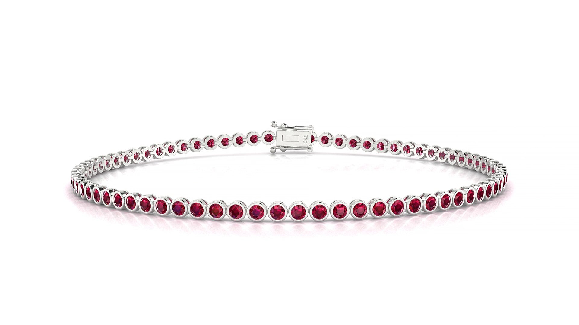 Avila | 18k White Gold 1.7 mm Round Natural Ruby 15 cm Tennis Bracelet