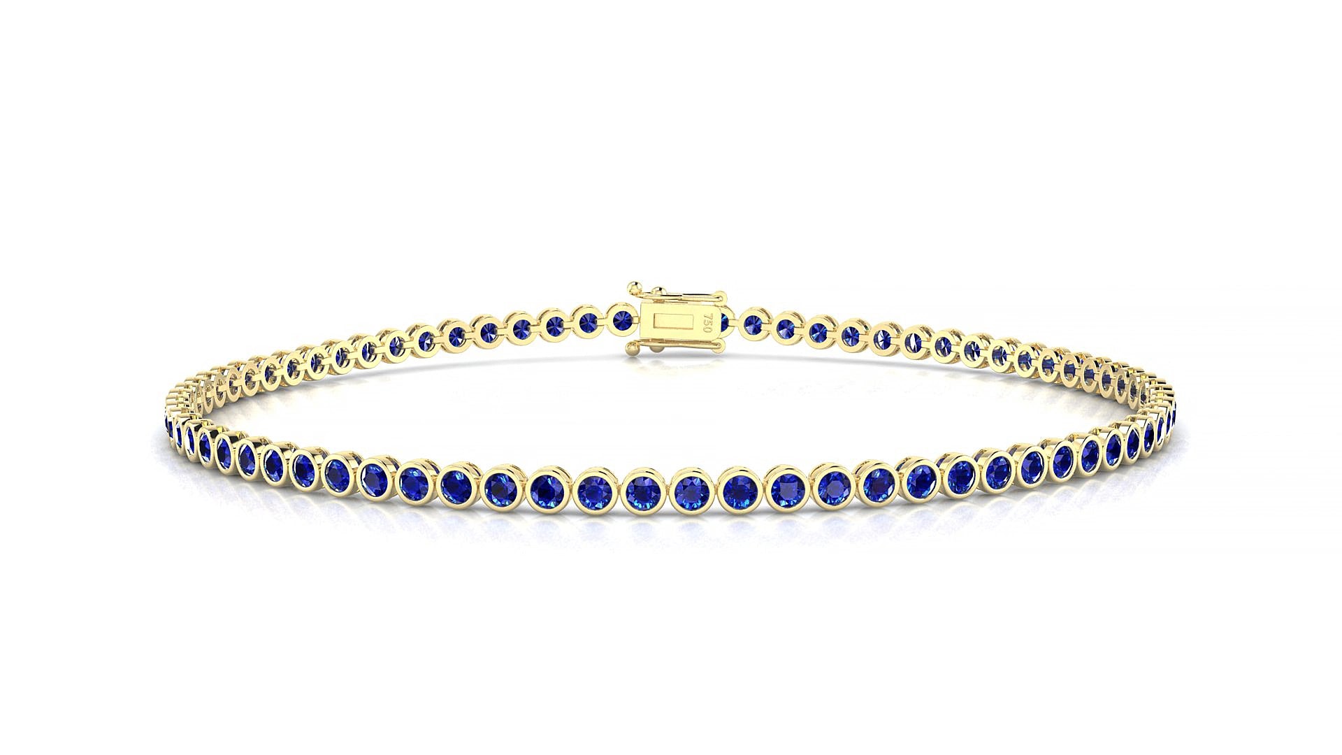 Avila | 18k Yellow Gold 1.7 mm Round Natural Sapphire 16 cm Tennis Bracelet