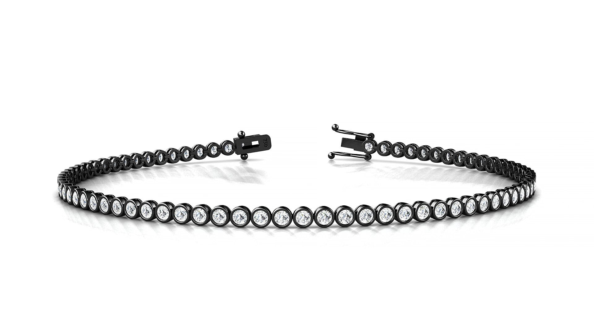 Avila | 18k Black Gold 1.7 mm Round Natural Diamond 16 cm Tennis Bracelet