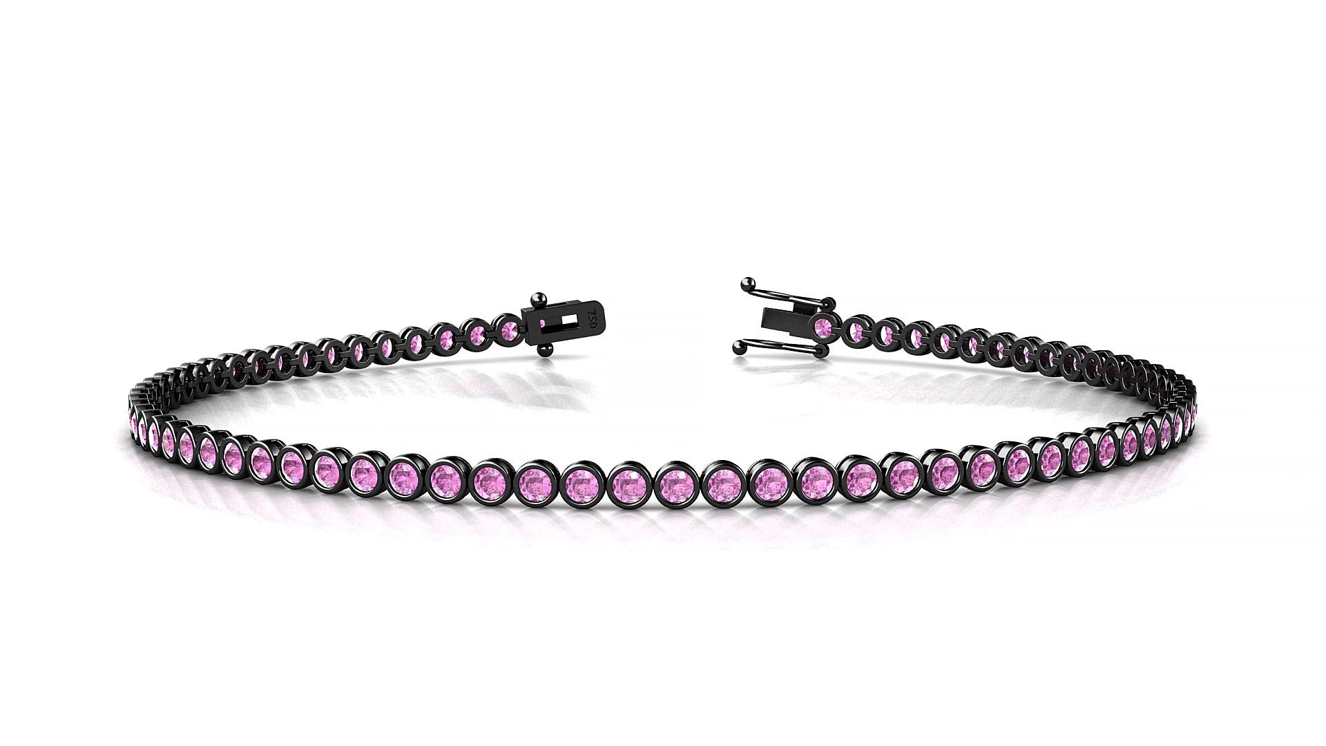 Avila | 18k Black Gold 1.7 mm Round Natural Pink Sapphire 15 cm Tennis Bracelet
