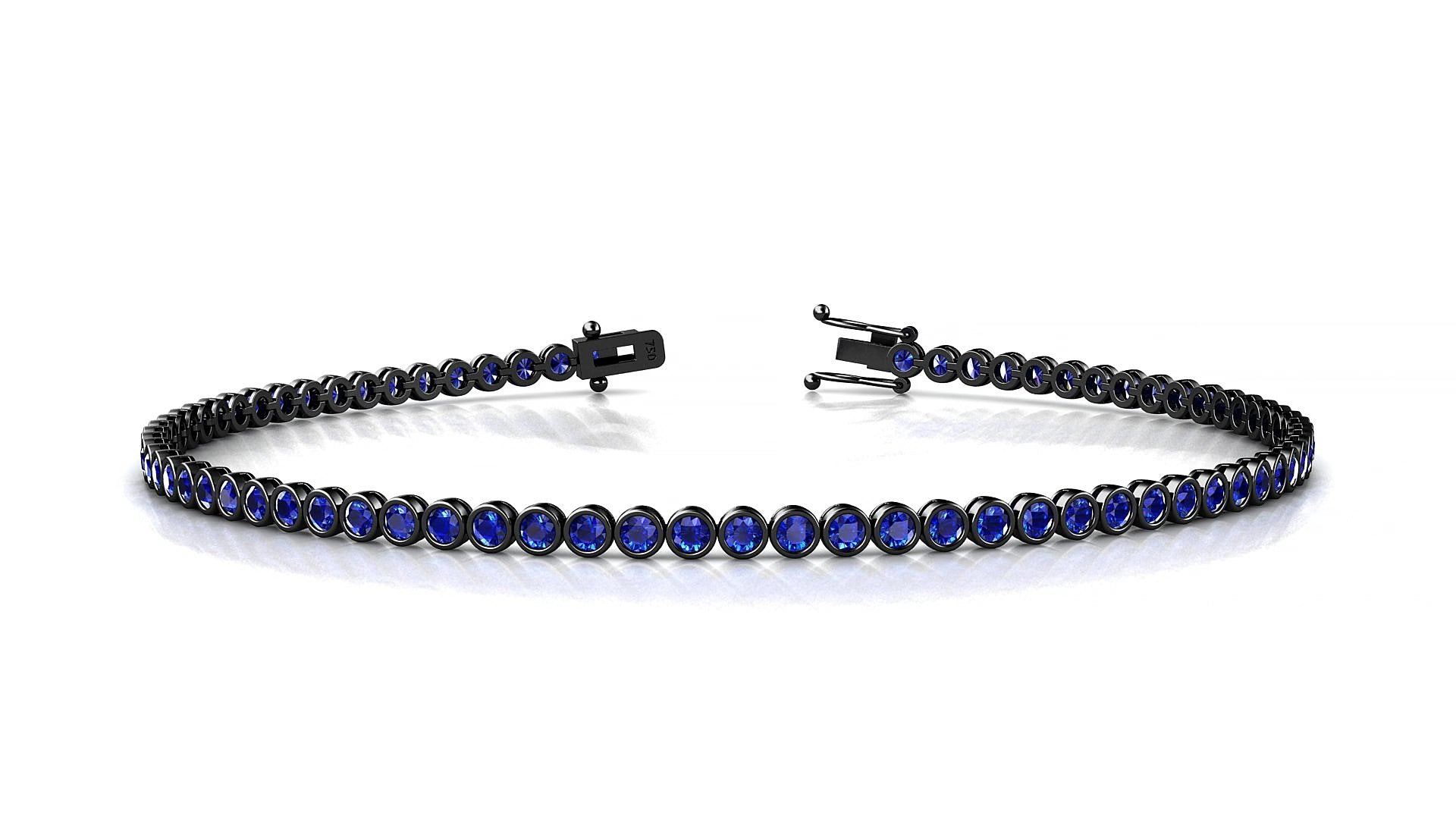 Avila | 18k Black Gold 1.7 mm Round Natural Sapphire 20 cm Tennis Bracelet