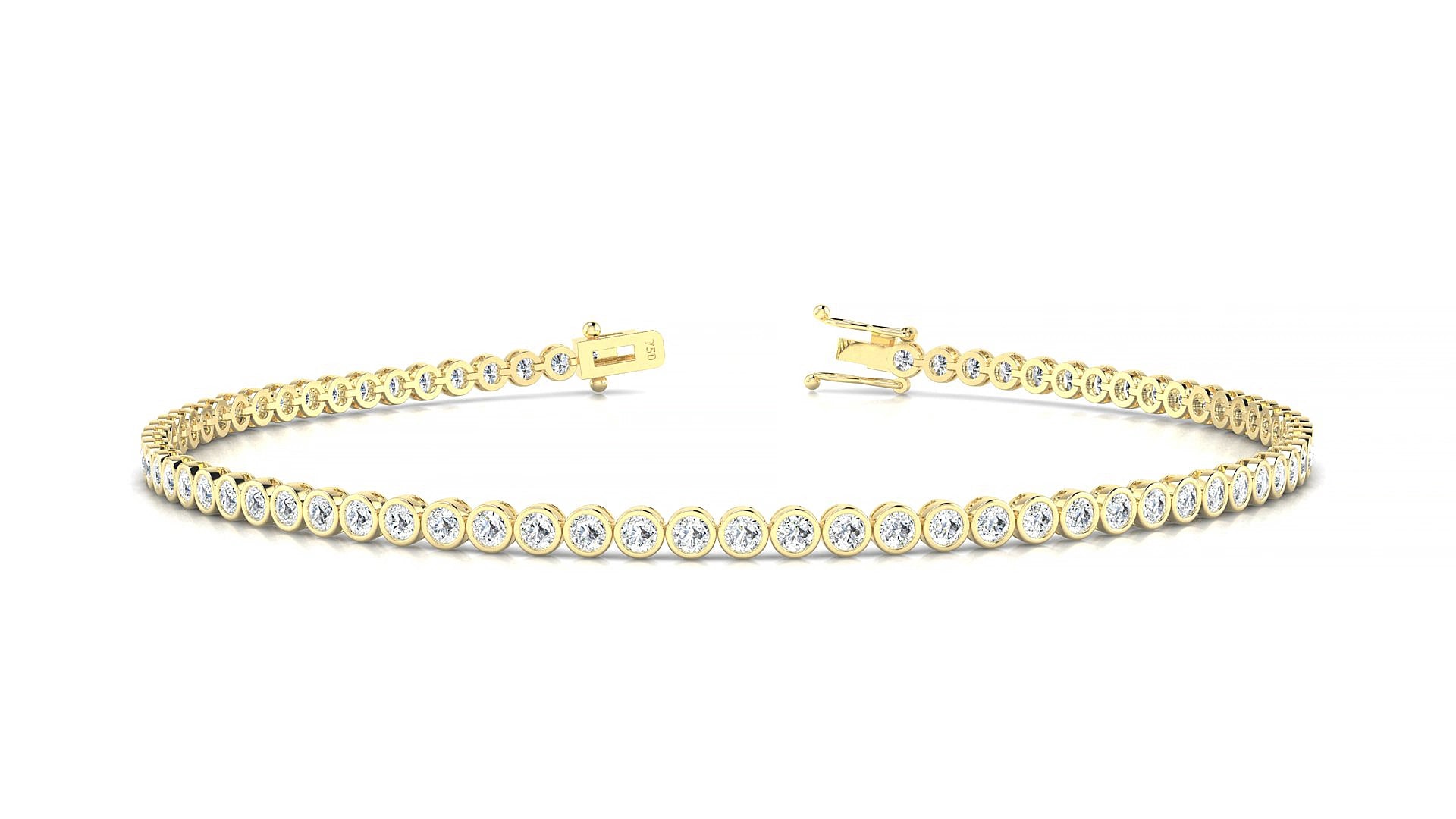 Avila | 18k Yellow Gold 1.7 mm Round Natural Diamond 18 cm Tennis Bracelet
