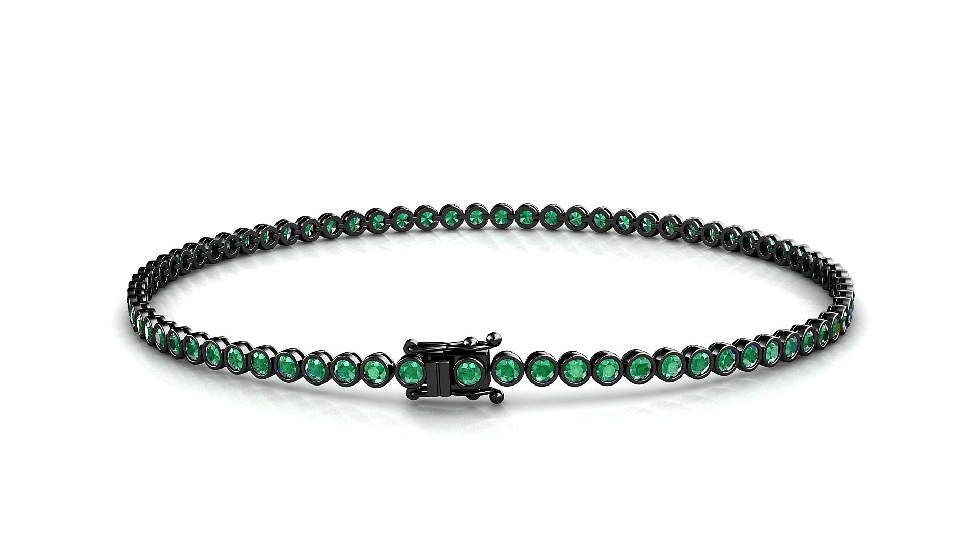 Avila | 18k Black Gold 1.7 mm Round Natural Emerald 16 cm Tennis Bracelet