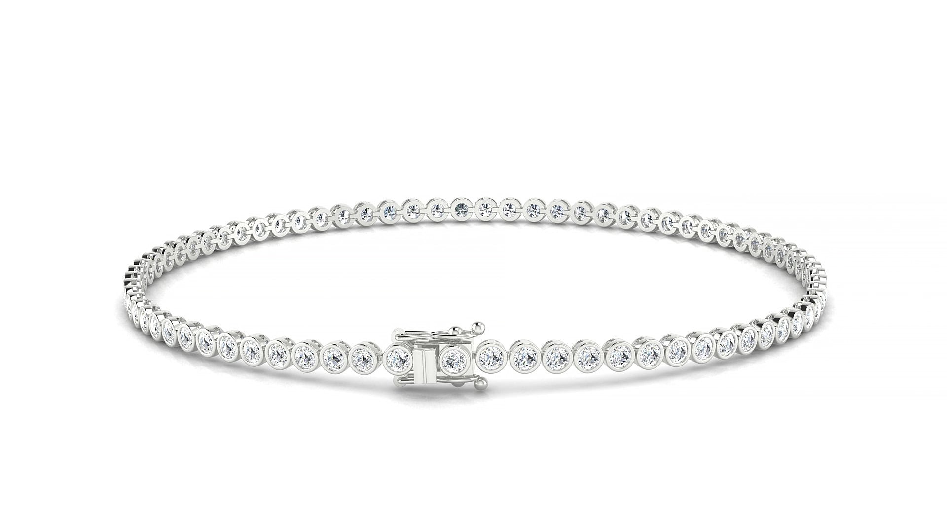 Avila | 18k White Gold 1.7 mm Round Natural Diamond 15 cm Tennis Bracelet