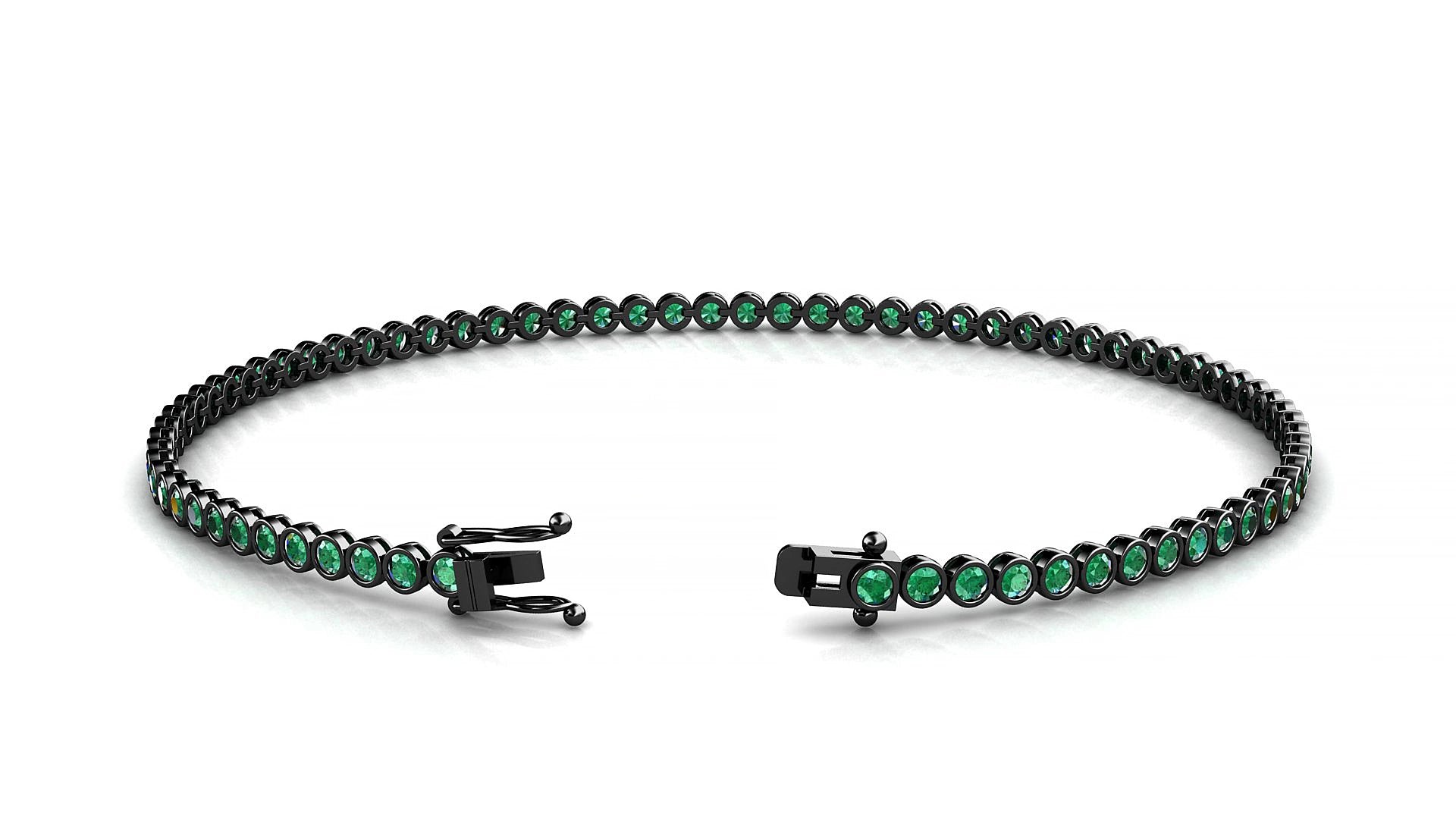 Avila | 18k Black Gold 1.7 mm Round Natural Emerald 16 cm Tennis Bracelet