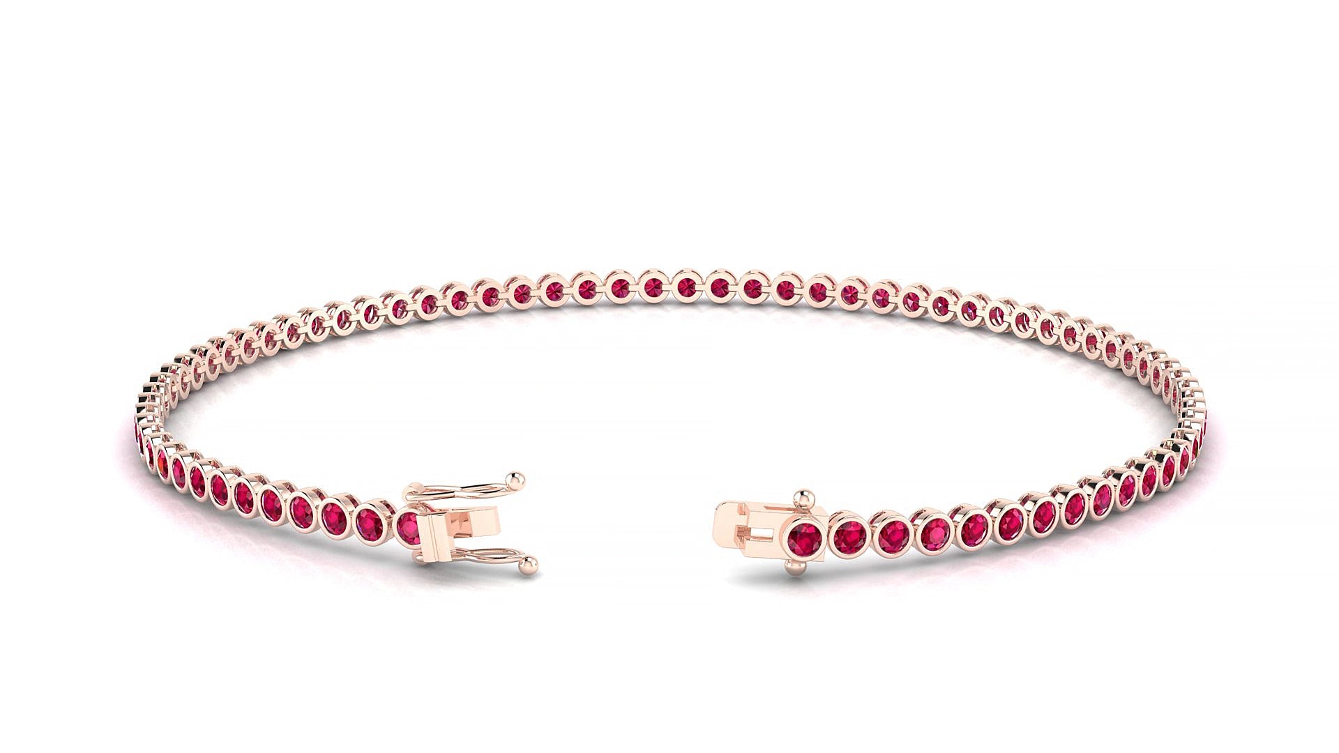 Avila | 18k Rose Gold 1.7 mm Round Natural Ruby 15 cm Tennis Bracelet