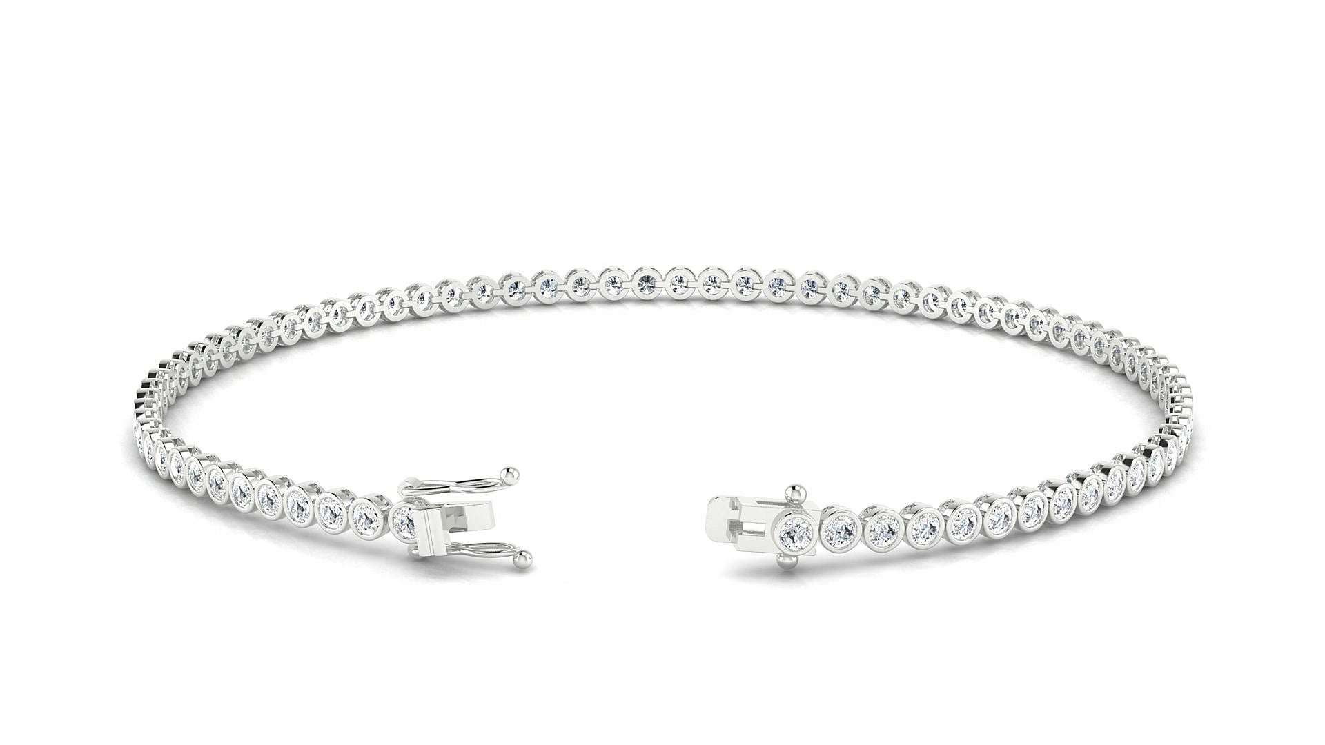 Avila | 18k White Gold 1.7 mm Round Natural Diamond 19 cm Tennis Bracelet
