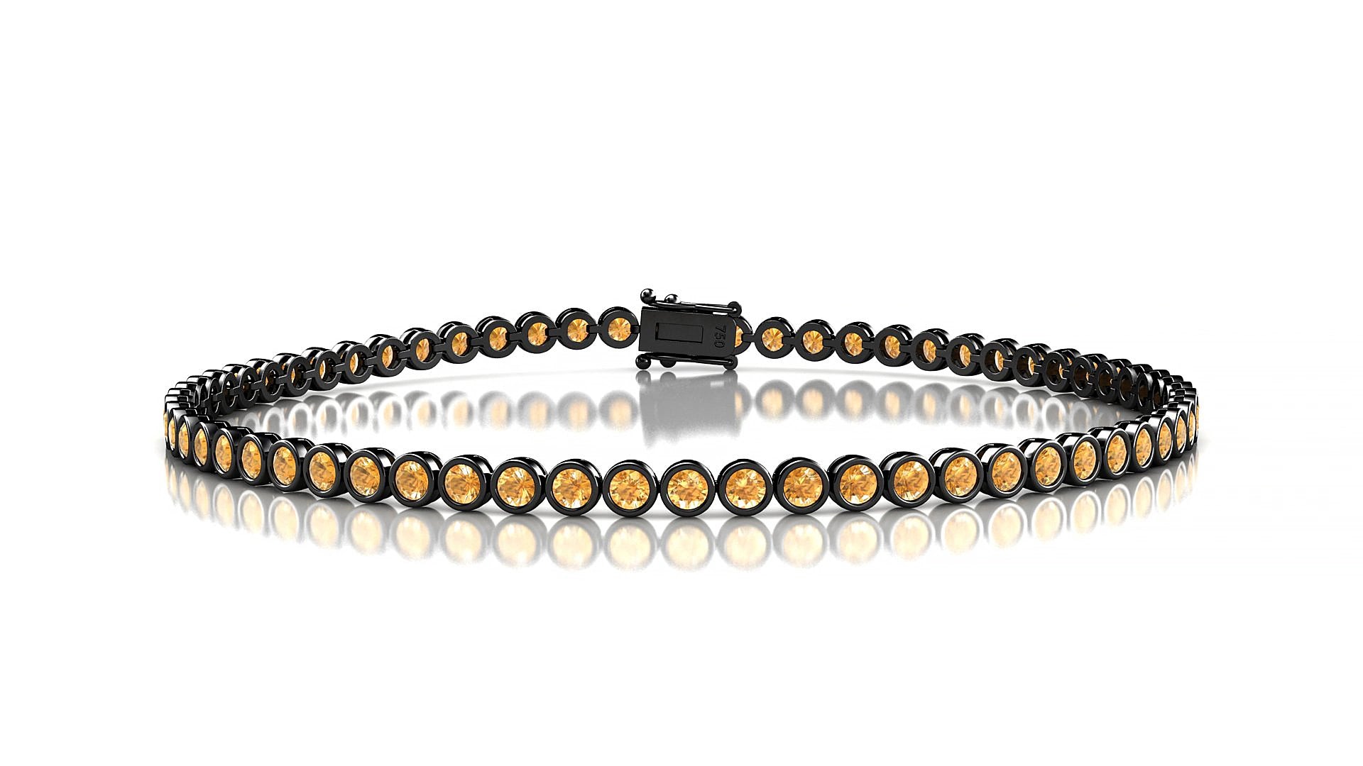 Avila | 18k Black Gold 2 mm Round Natural Citrine 16 cm Tennis Bracelet