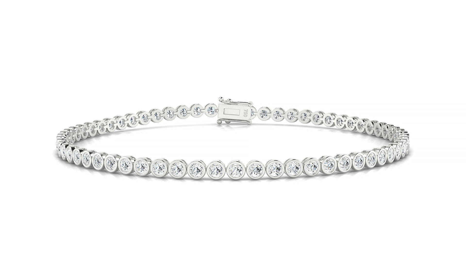 Avila | 18k White Gold 2 mm Round Natural Diamond Tennis Bracelet