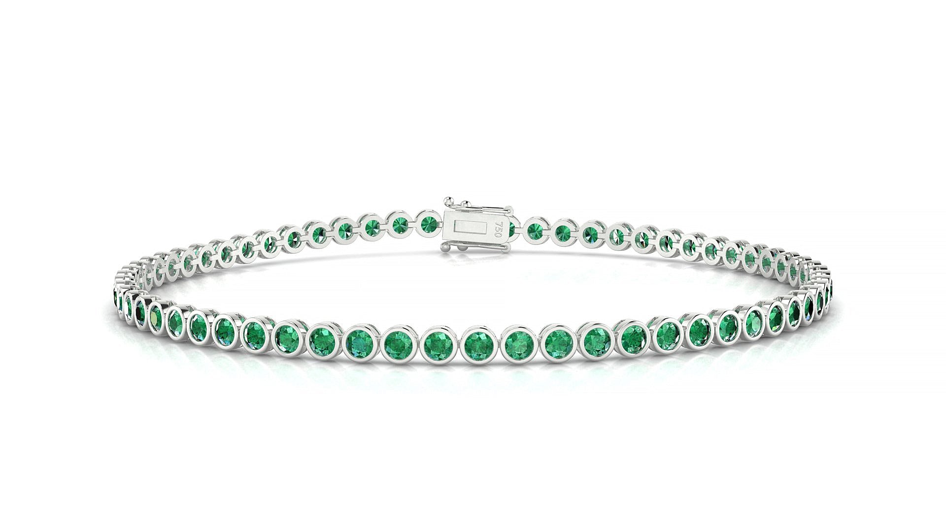 Avila | 18k White Gold 2 mm Round Natural Emerald Tennis Bracelet