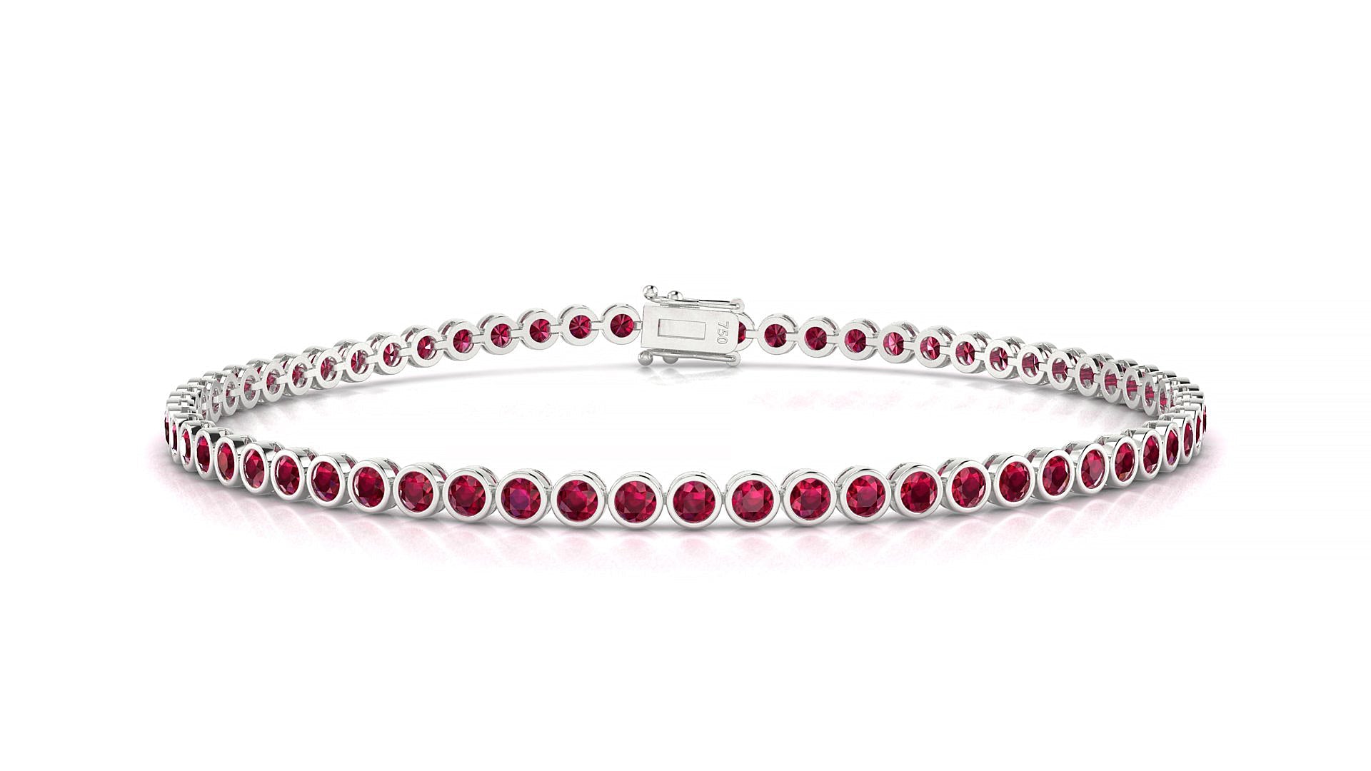 Avila | 18k White Gold 2 mm Round Natural Ruby Tennis Bracelet