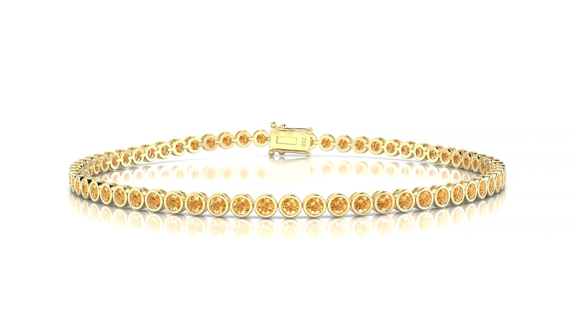 Avila | 18k Yellow Gold 2 mm Round Natural Citrine 16 cm Tennis Bracelet
