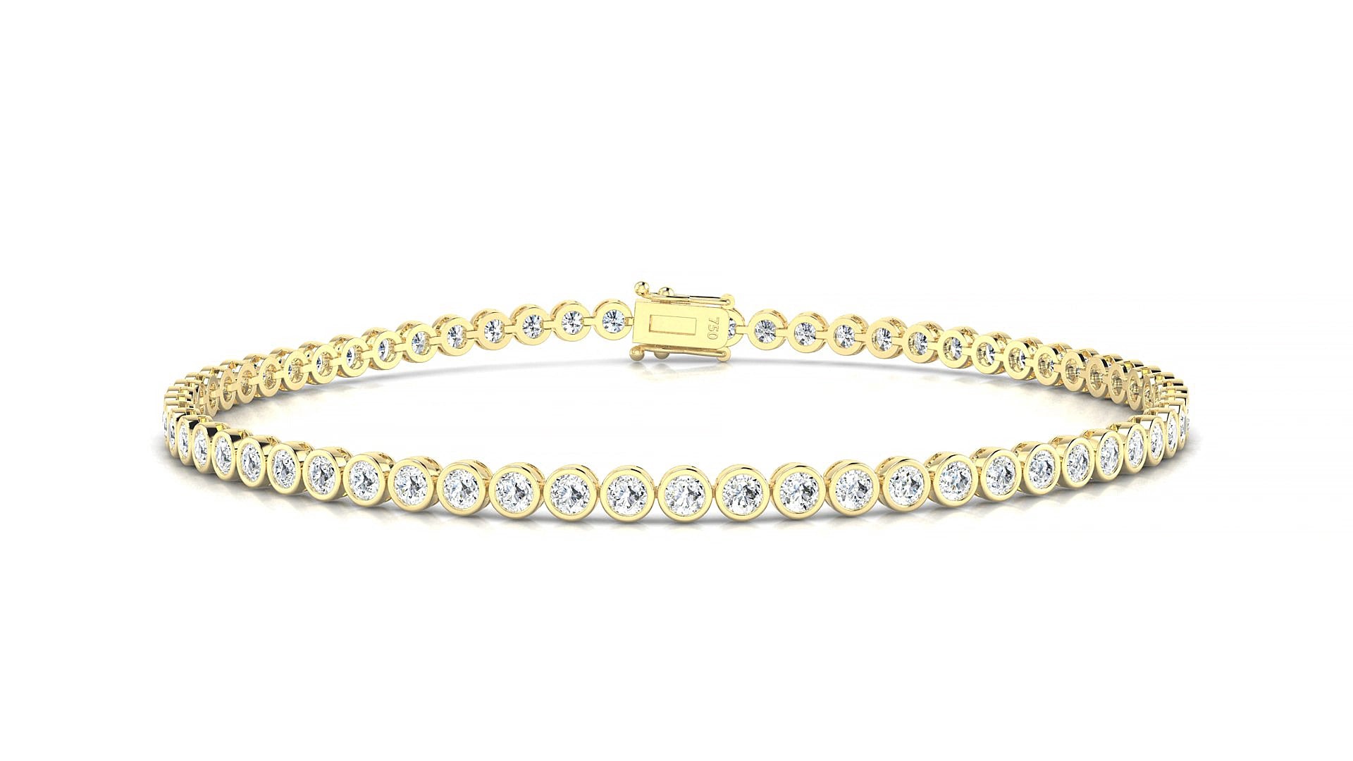 Avila | 18k Yellow Gold 2 mm Round Lab-Grown Diamond 15 cm Tennis Bracelet