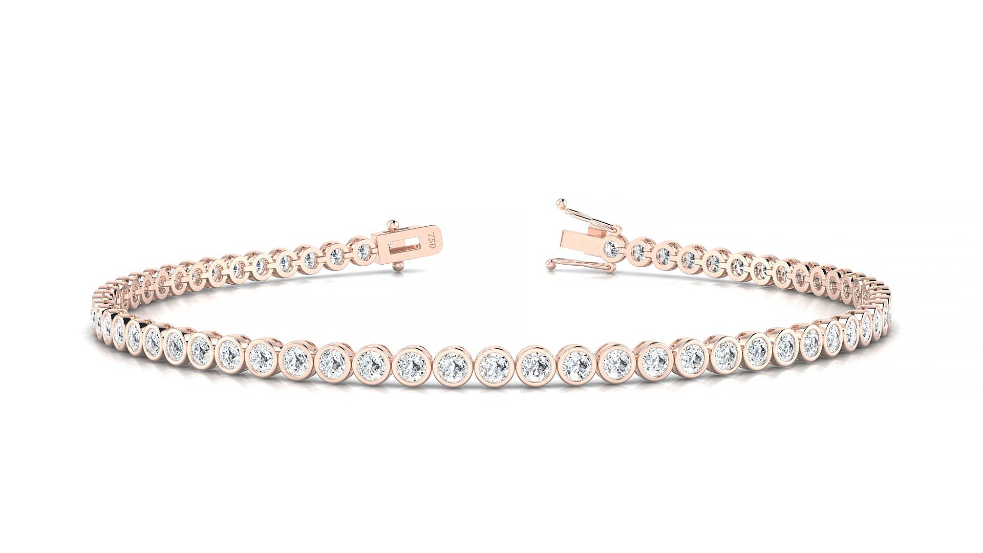 Avila | 18k Rose Gold 2 mm Round Natural Diamond 20 cm Tennis Bracelet