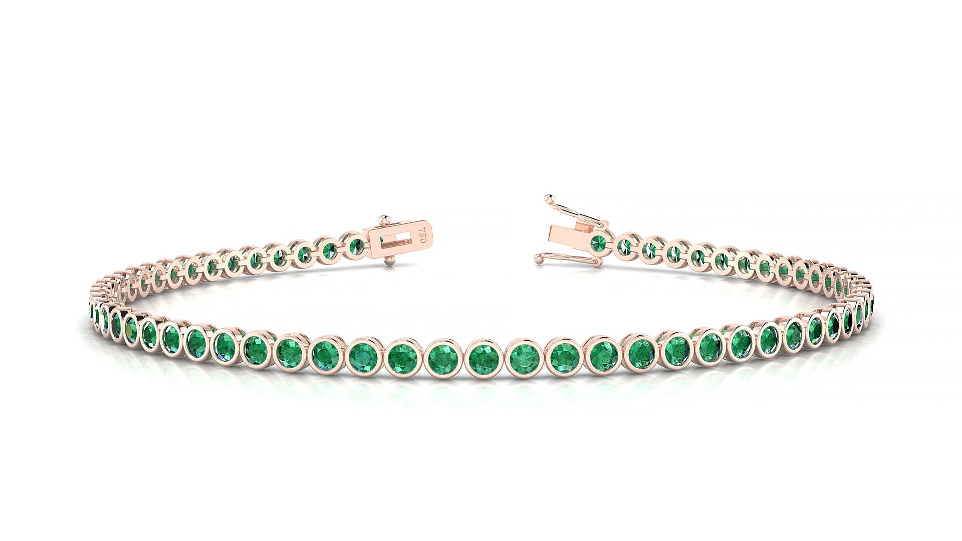 Avila | 18k Rose Gold 2 mm Round Natural Emerald 19 cm Tennis Bracelet