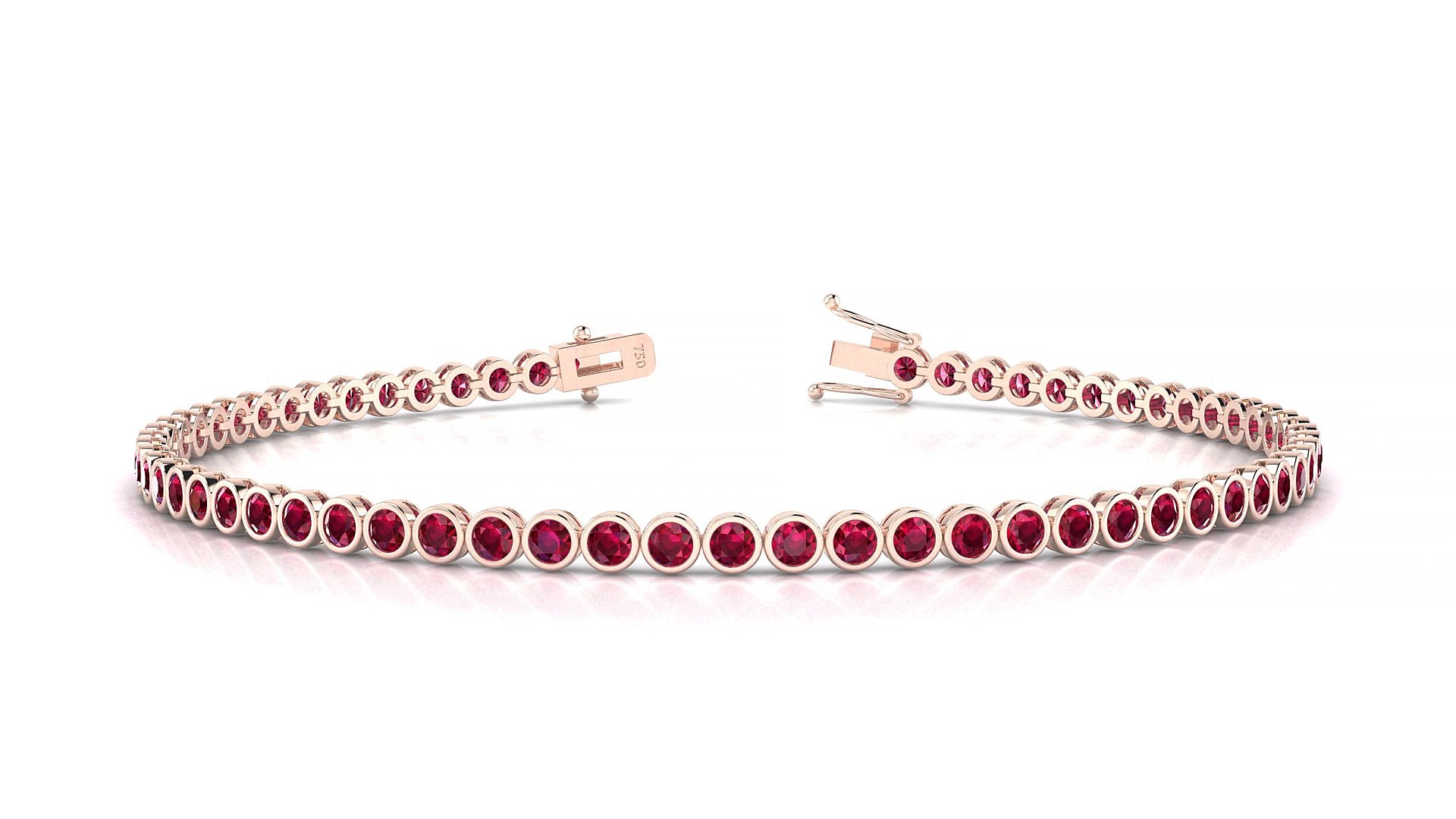 Avila | 18k Rose Gold 2 mm Round Natural Ruby 15 cm Tennis Bracelet