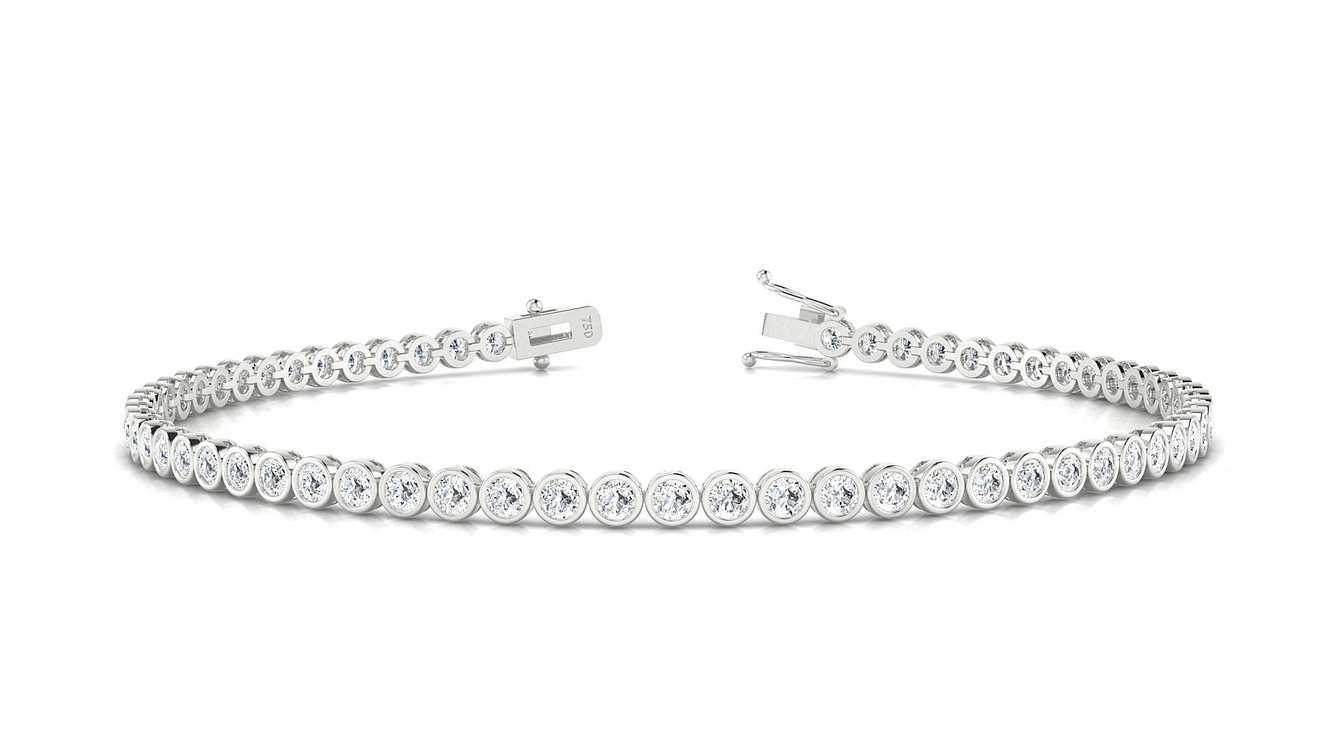 Avila | 18k White Gold 2 mm Round Natural Diamond Tennis Bracelet