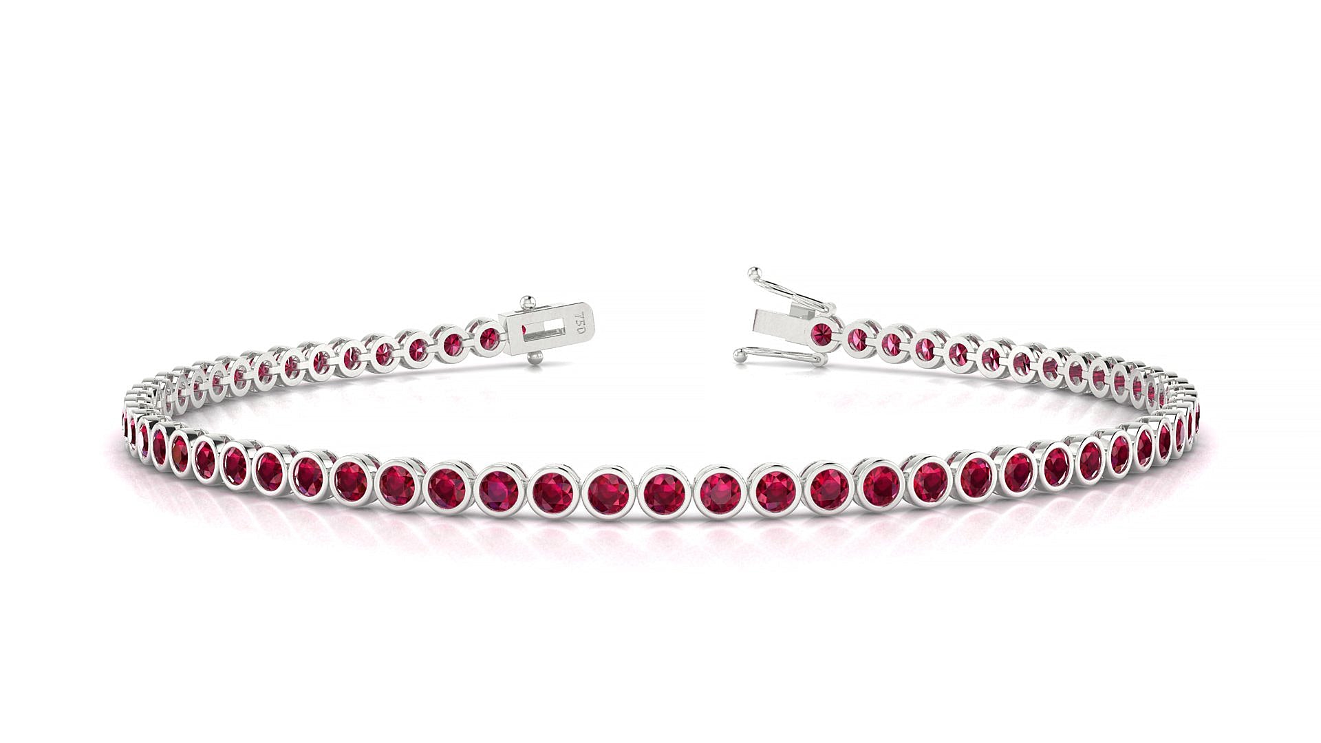 Avila | 18k White Gold 2 mm Round Natural Ruby Tennis Bracelet