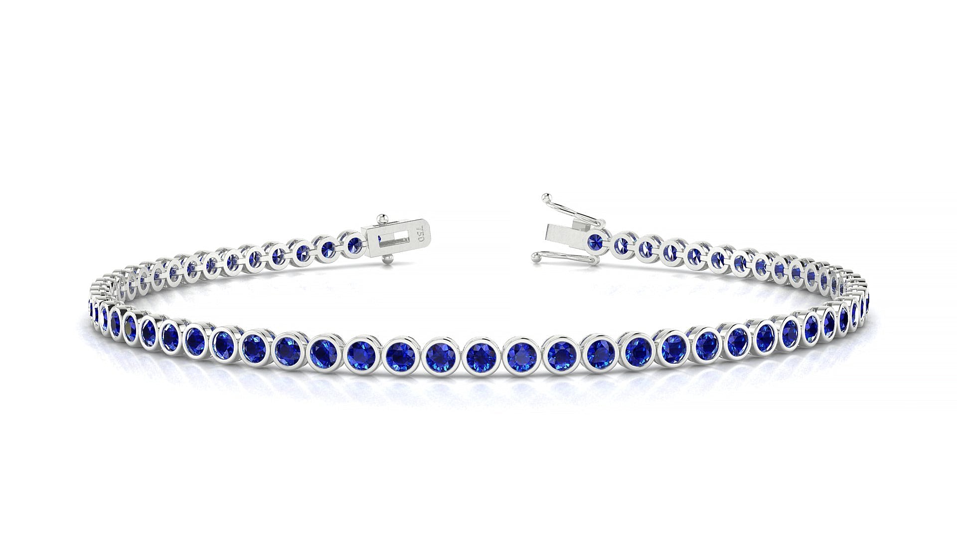 Avila | 18k White Gold 2 mm Round Natural Sapphire Tennis Bracelet