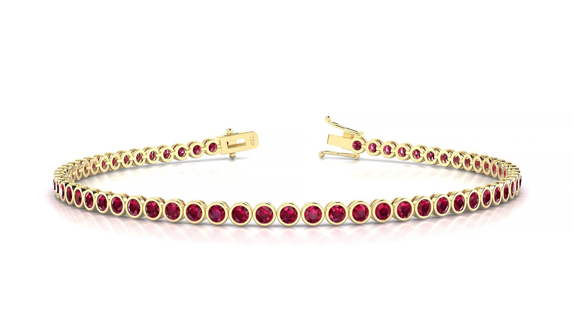 Avila | 18k Yellow Gold 2 mm Round Natural Ruby 15 cm Tennis Bracelet
