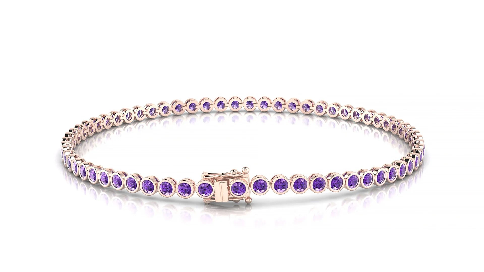 Avila | 18k Rose Gold 2 mm Round Natural Amethyst Tennis Bracelet
