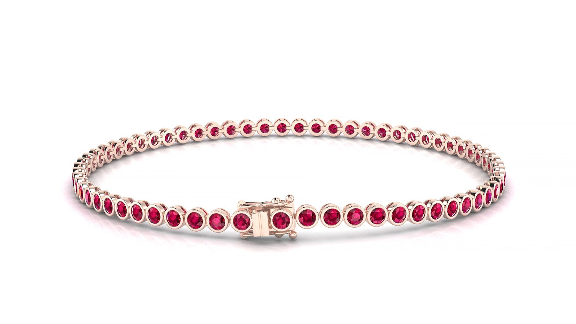 Avila | 18k Rose Gold 2 mm Round Natural Ruby 15 cm Tennis Bracelet
