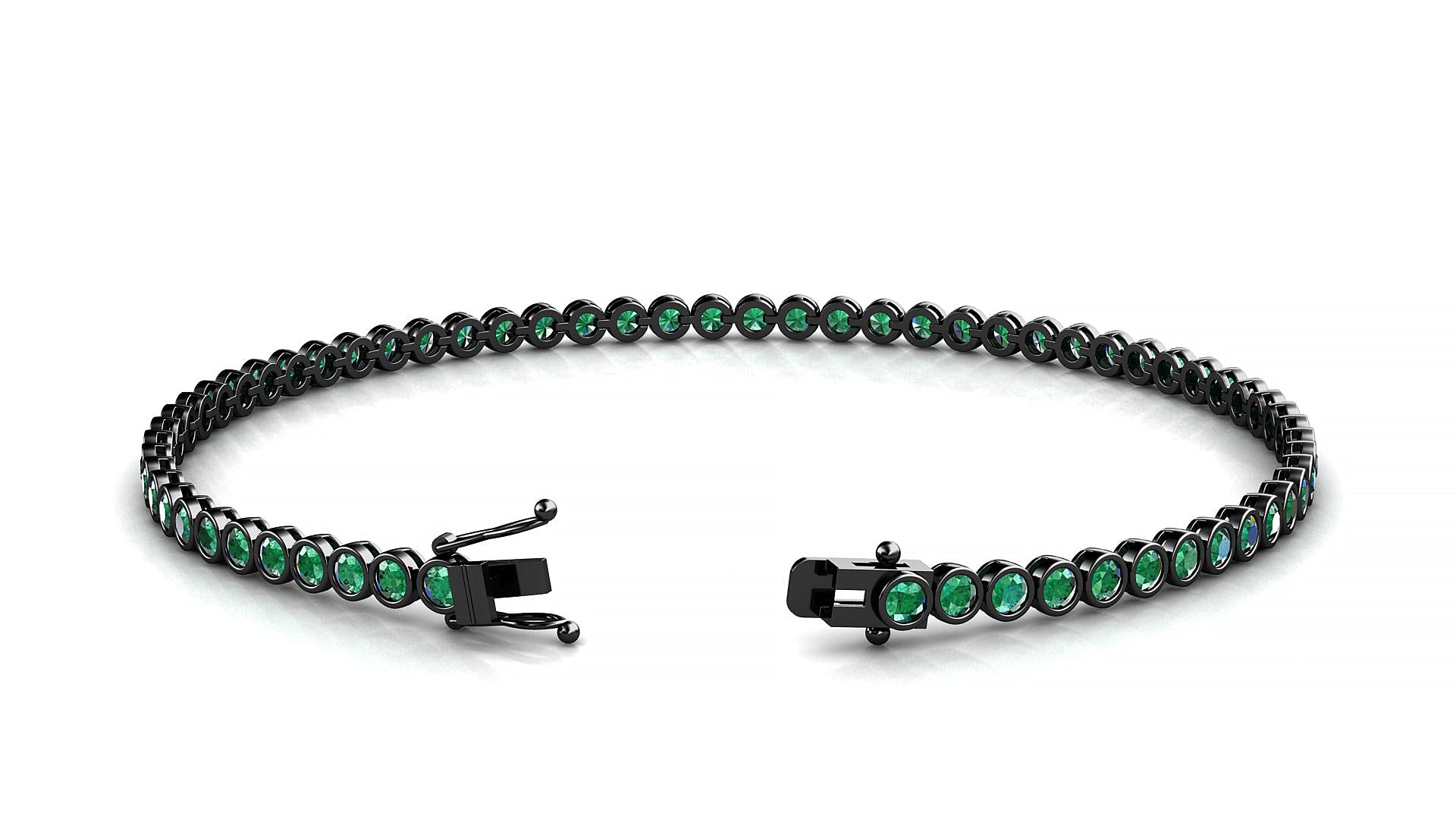 Avila | 18k Black Gold 2 mm Round Natural Emerald Tennis Bracelet