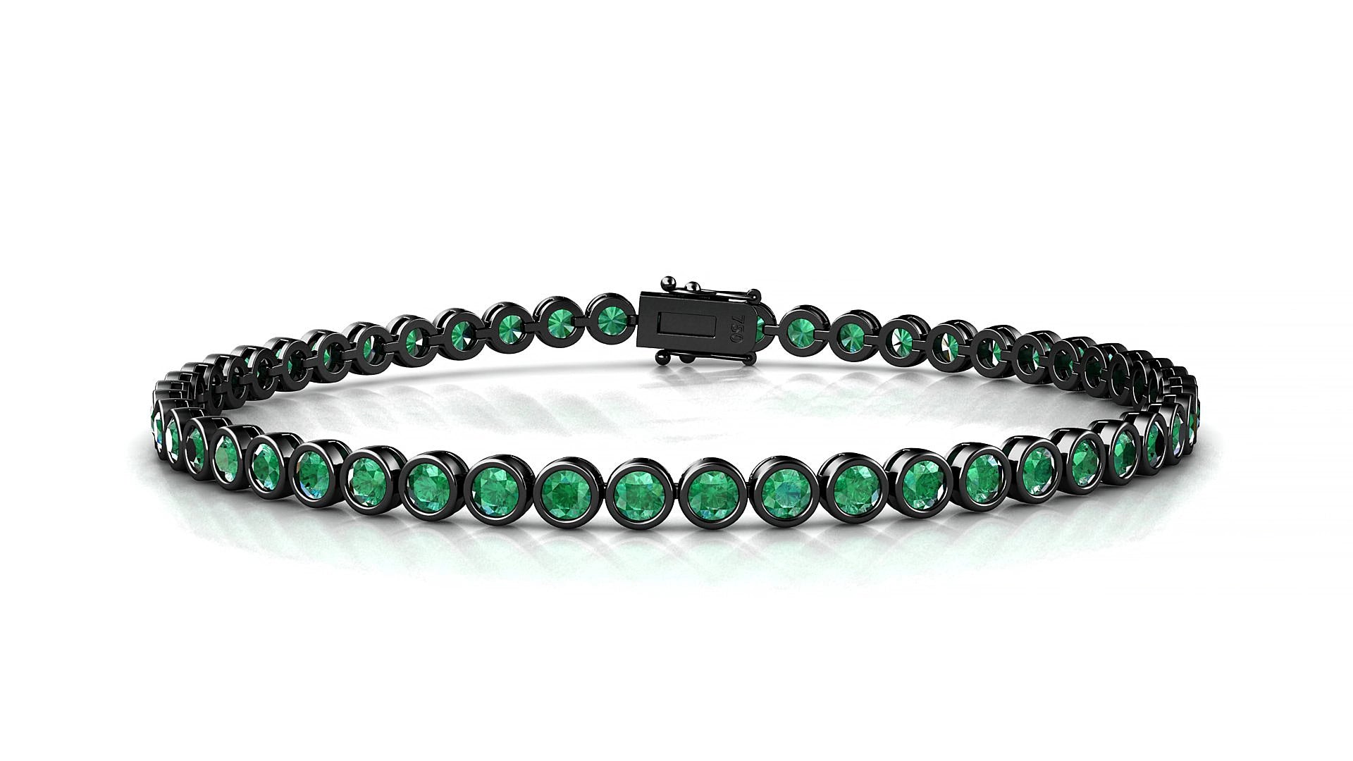Avila | 18k Black Gold 2.5 mm Round Natural Emerald 18 cm Tennis Bracelet
