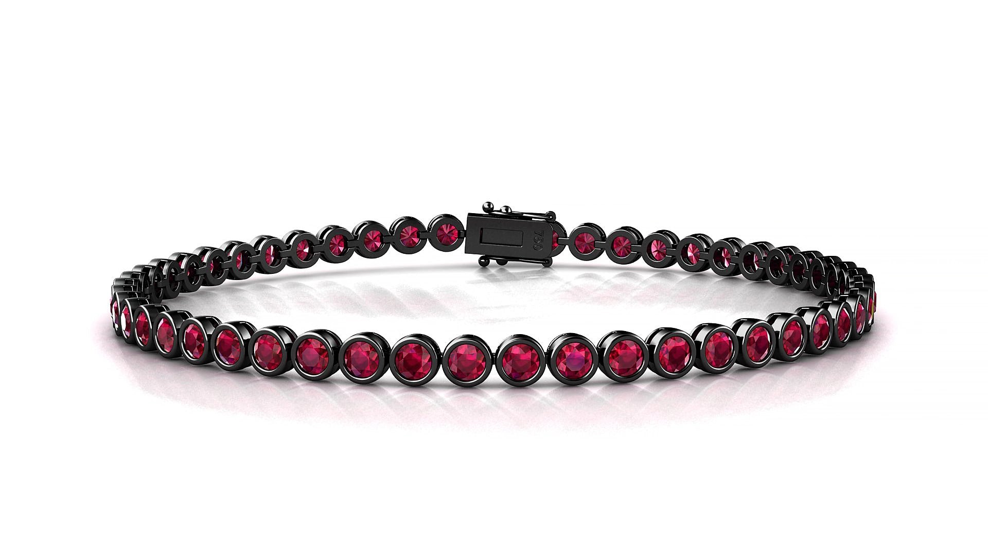 Avila | 18k Black Gold 2.5 mm Round Natural Ruby 15 cm Tennis Bracelet
