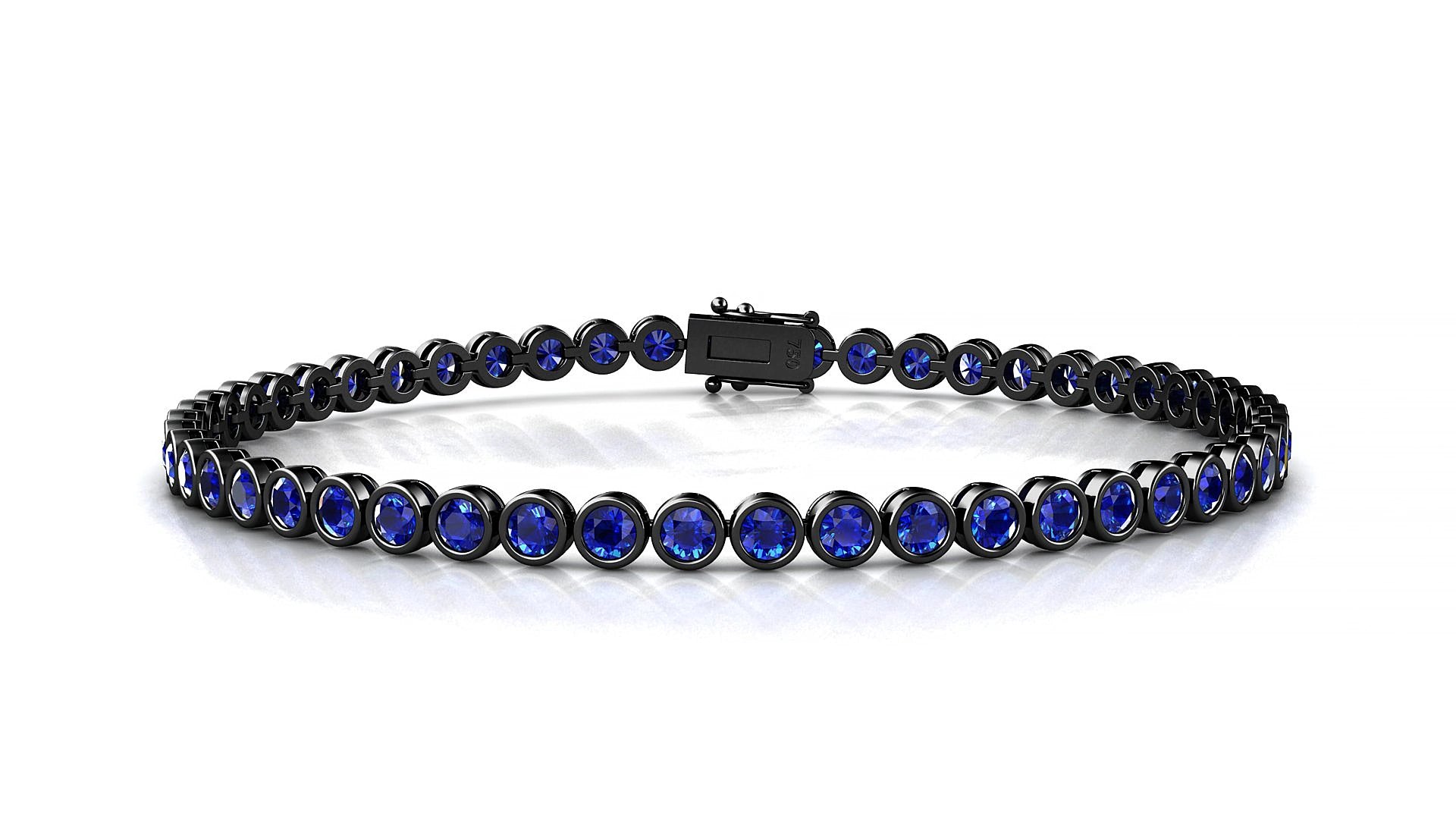 Avila | 18k Black Gold 2.5 mm Round Natural Sapphire 15 cm Tennis Bracelet