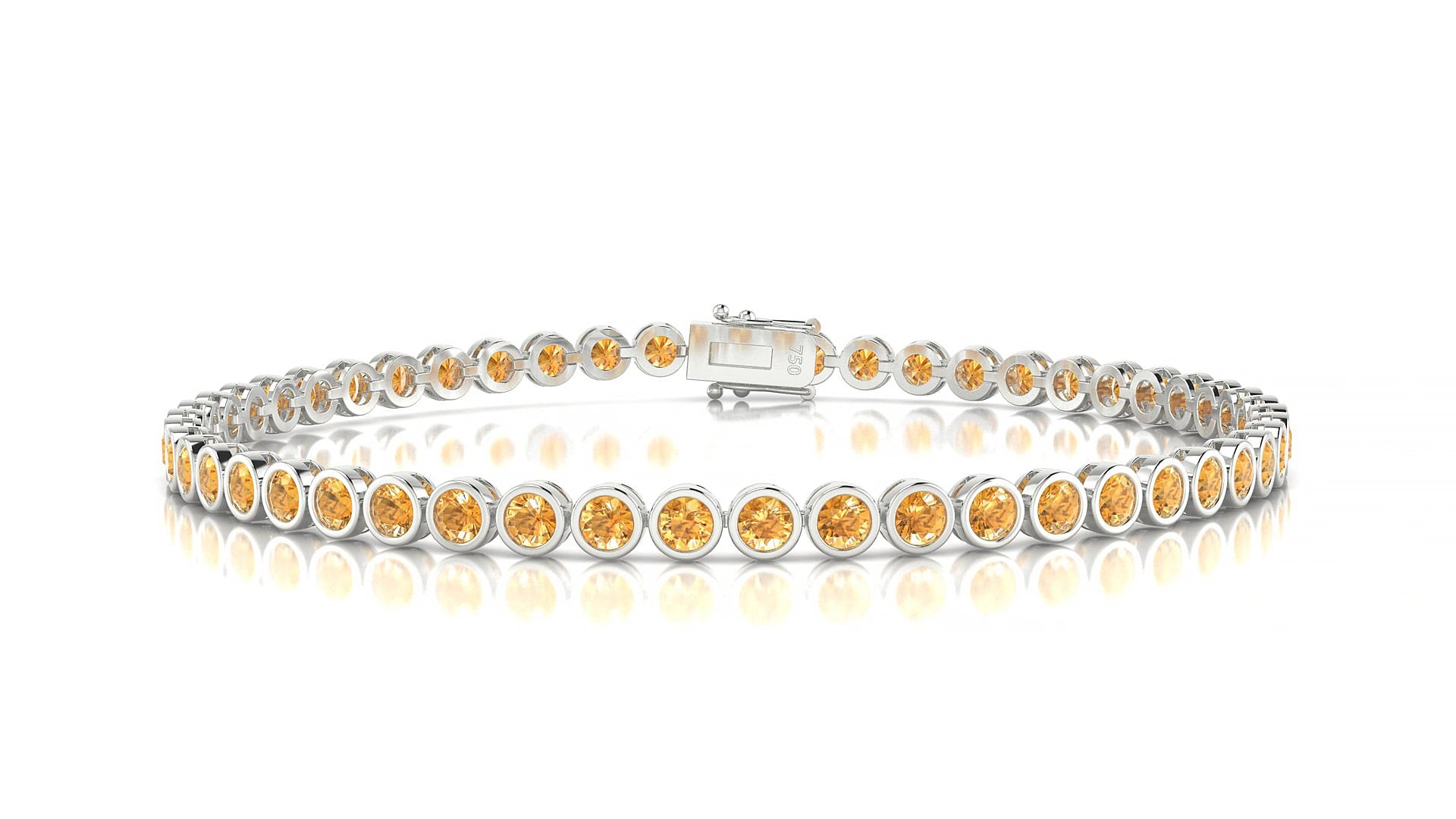 Avila | 18k White Gold 2.5 mm Round Natural Citrine 15 cm Tennis Bracelet