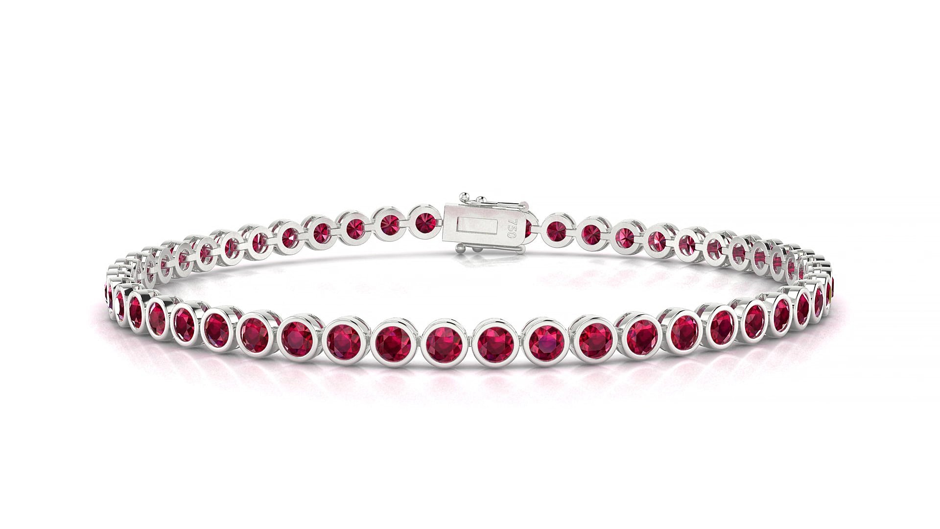 Avila | 18k White Gold 2.5 mm Round Natural Ruby 15 cm Tennis Bracelet