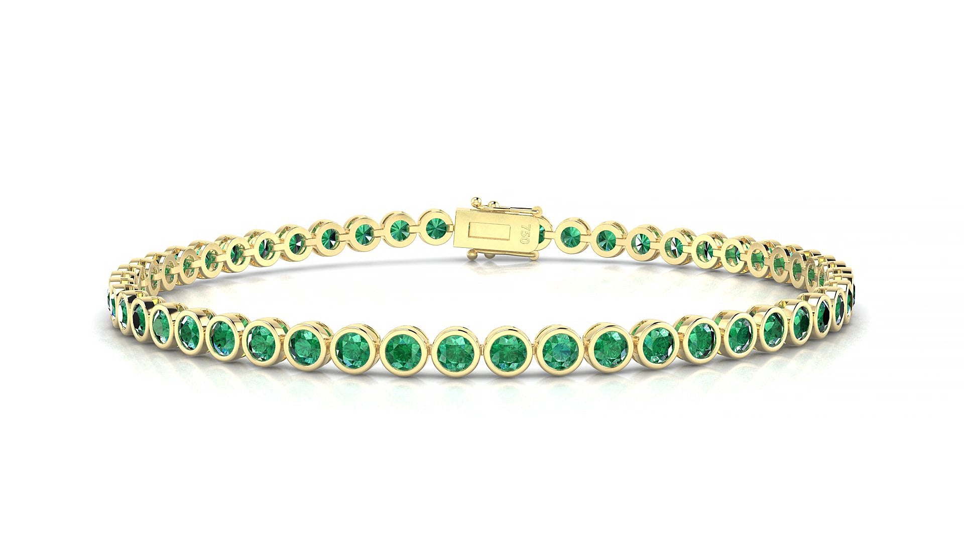 Avila | 18k Yellow Gold 2.5 mm Round Natural Emerald 18 cm Tennis Bracelet