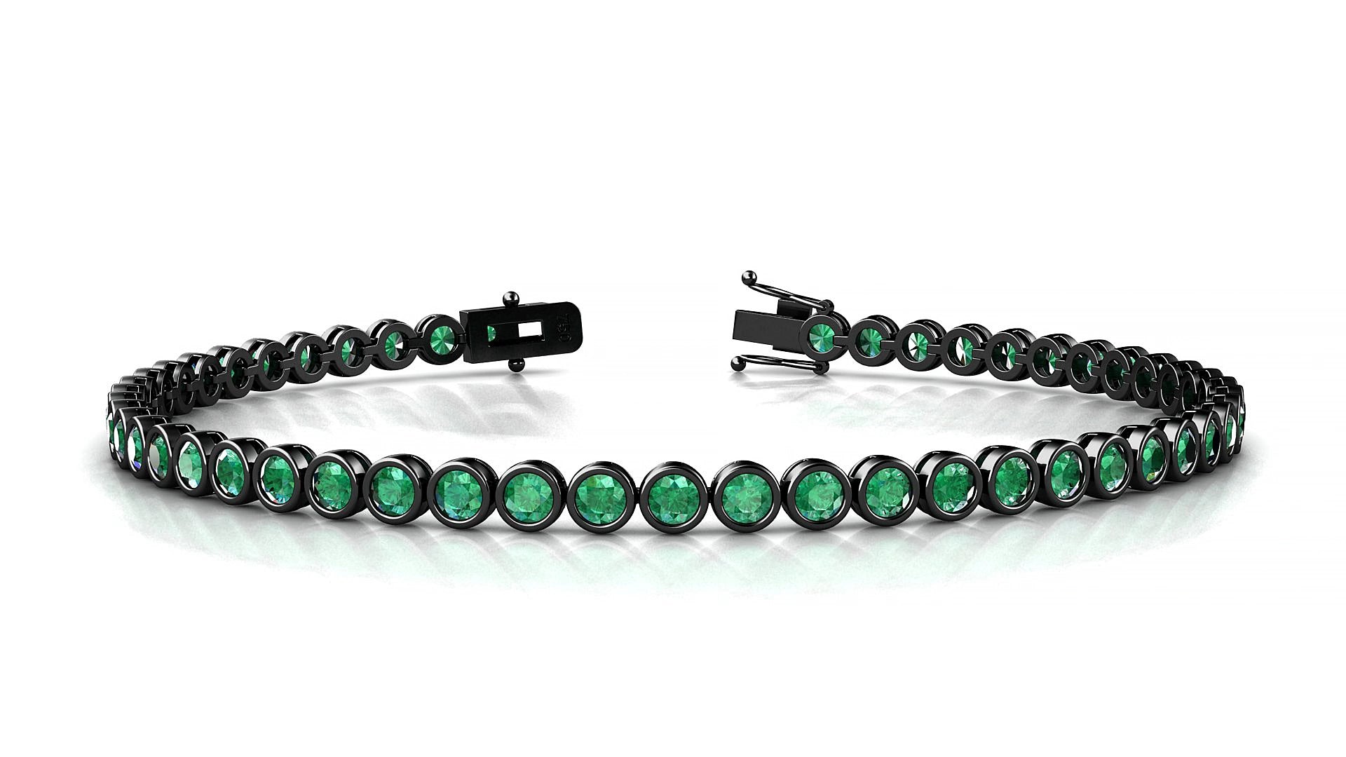 Avila | 18k Black Gold 2.5 mm Round Natural Emerald 18 cm Tennis Bracelet