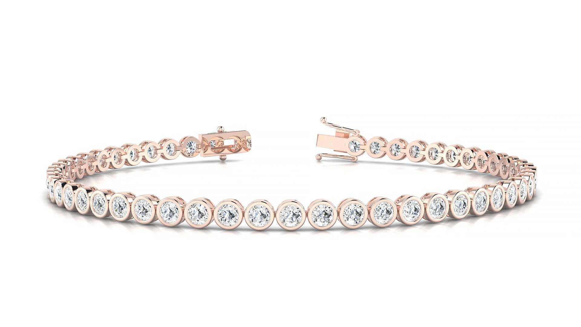 Avila | 18k Rose Gold 2.5 mm Round Natural Diamond 15 cm Tennis Bracelet