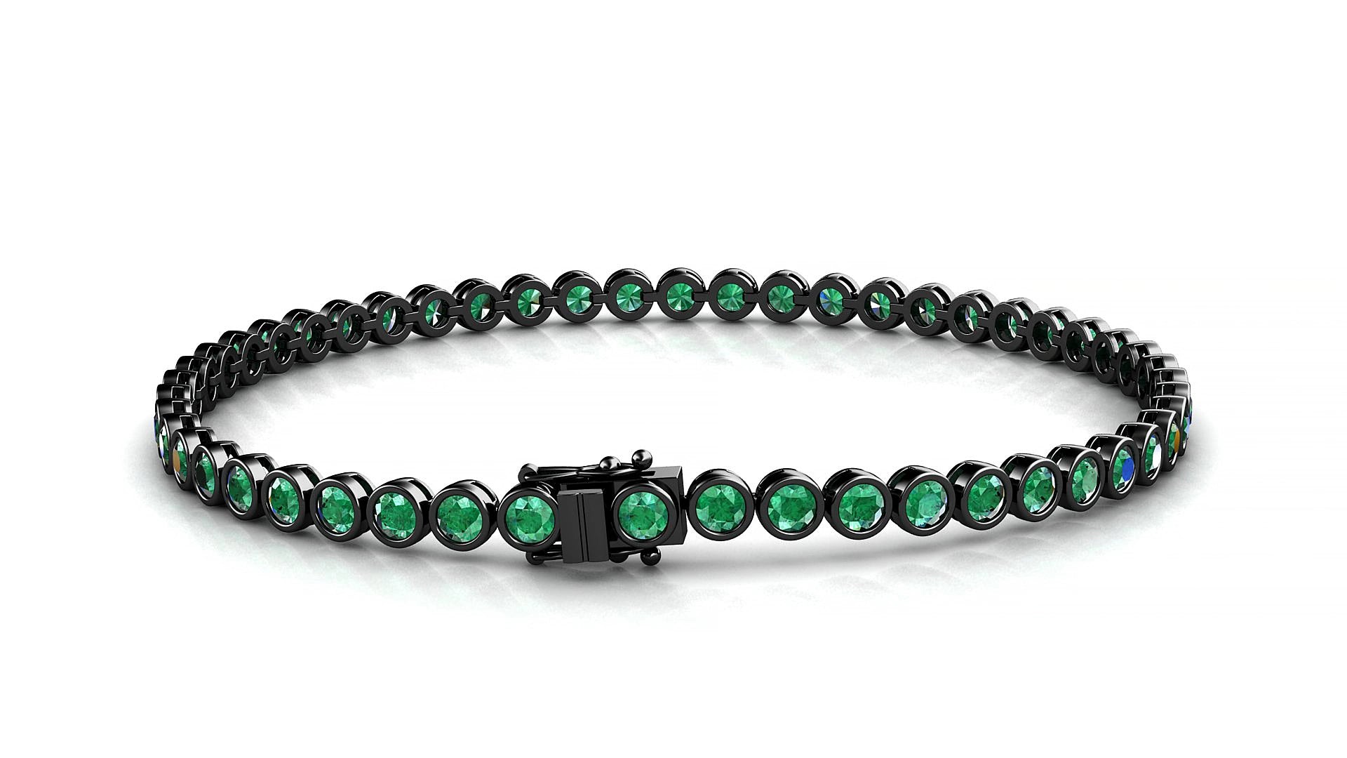 Avila | 18k Black Gold 2.5 mm Round Natural Emerald 19 cm Tennis Bracelet