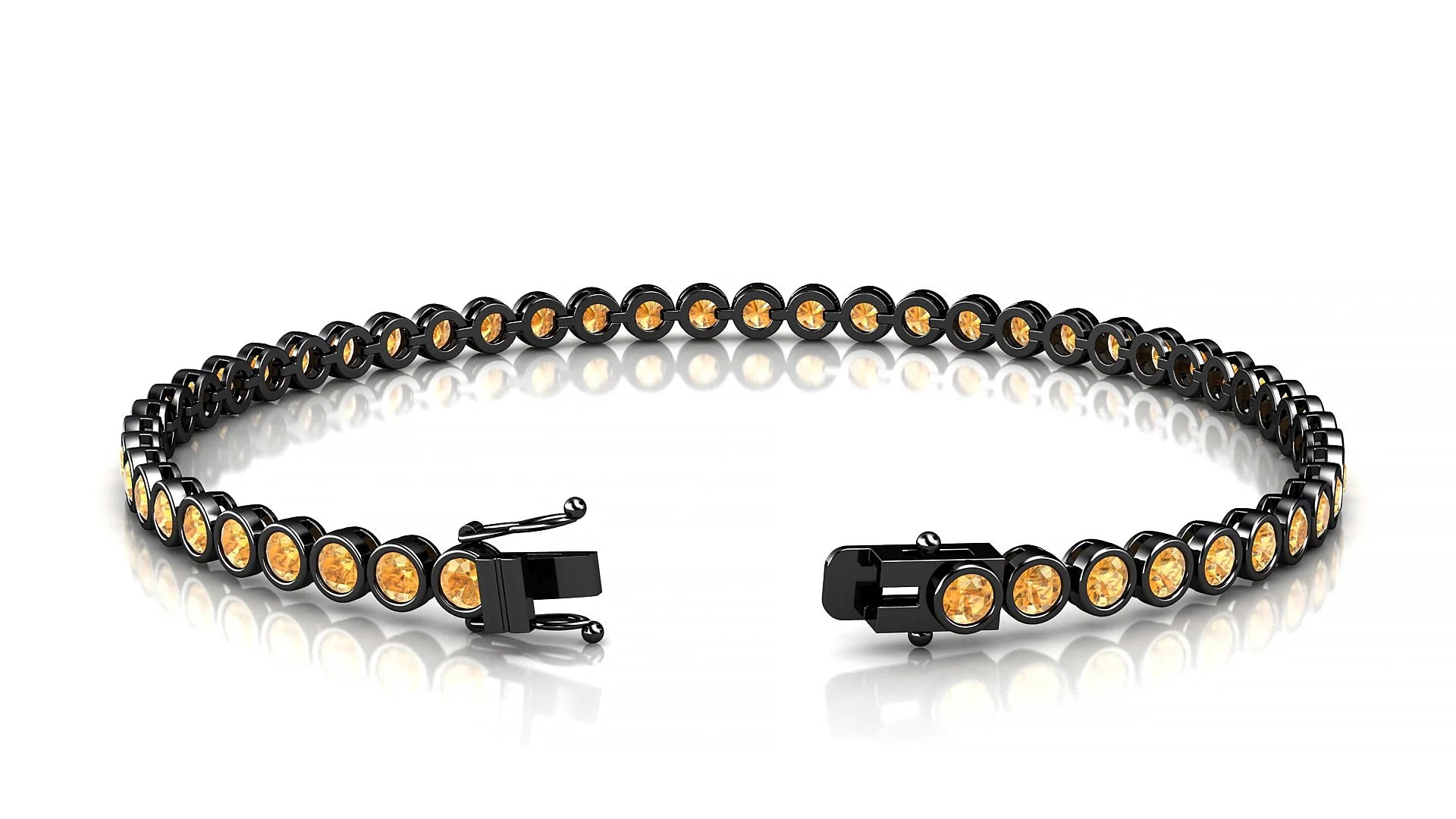 Avila | 18k Black Gold 2.5 mm Round Natural Citrine Tennis Bracelet