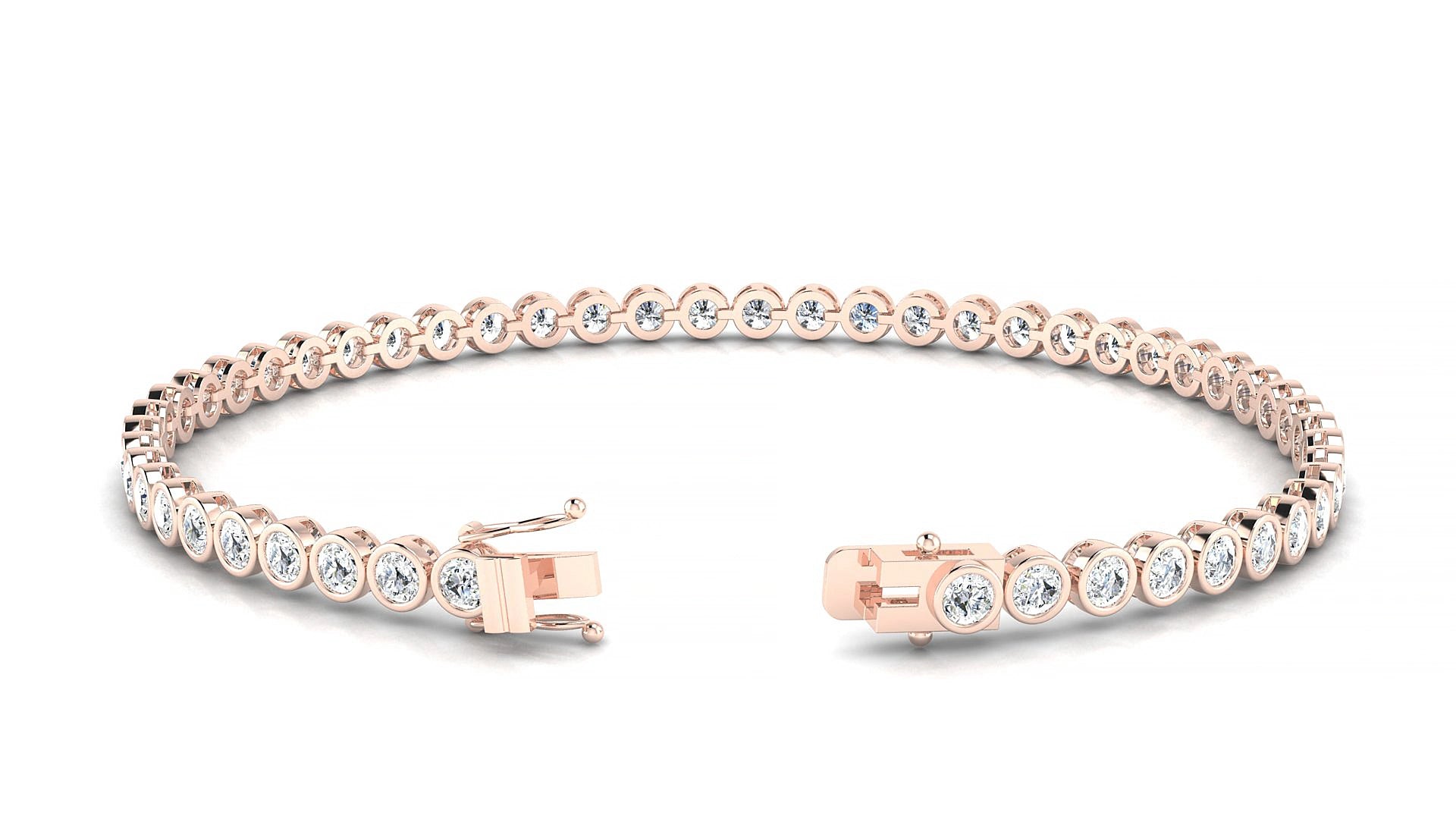 Avila | 18k Rose Gold 2.5 mm Round Natural Diamond 15 cm Tennis Bracelet